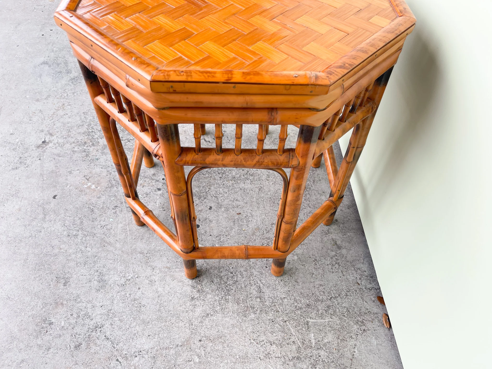 Burnt Bamboo Octagon Side Table - Image 4