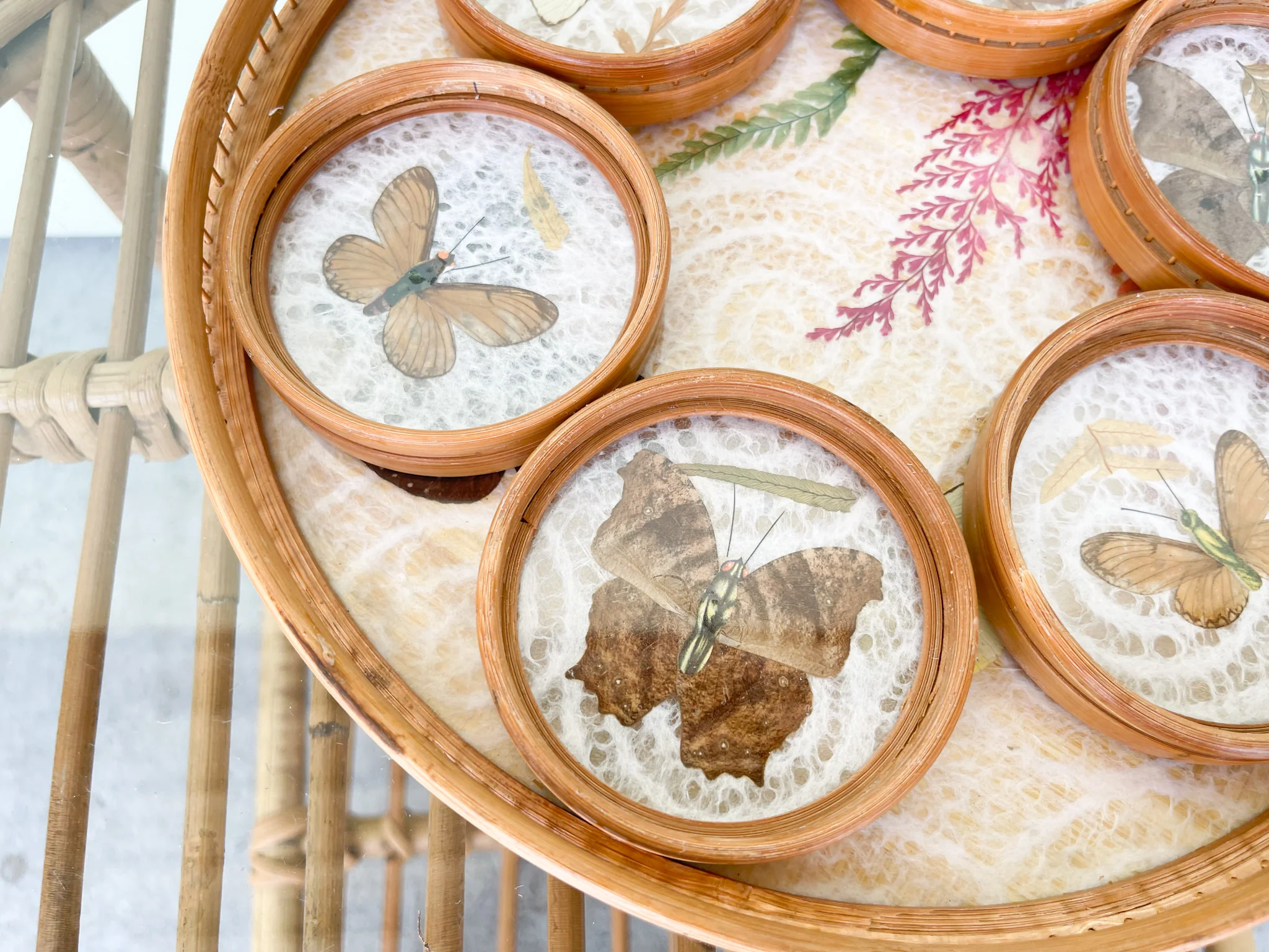 Rattan Butterfly Coaster Set - Image 4