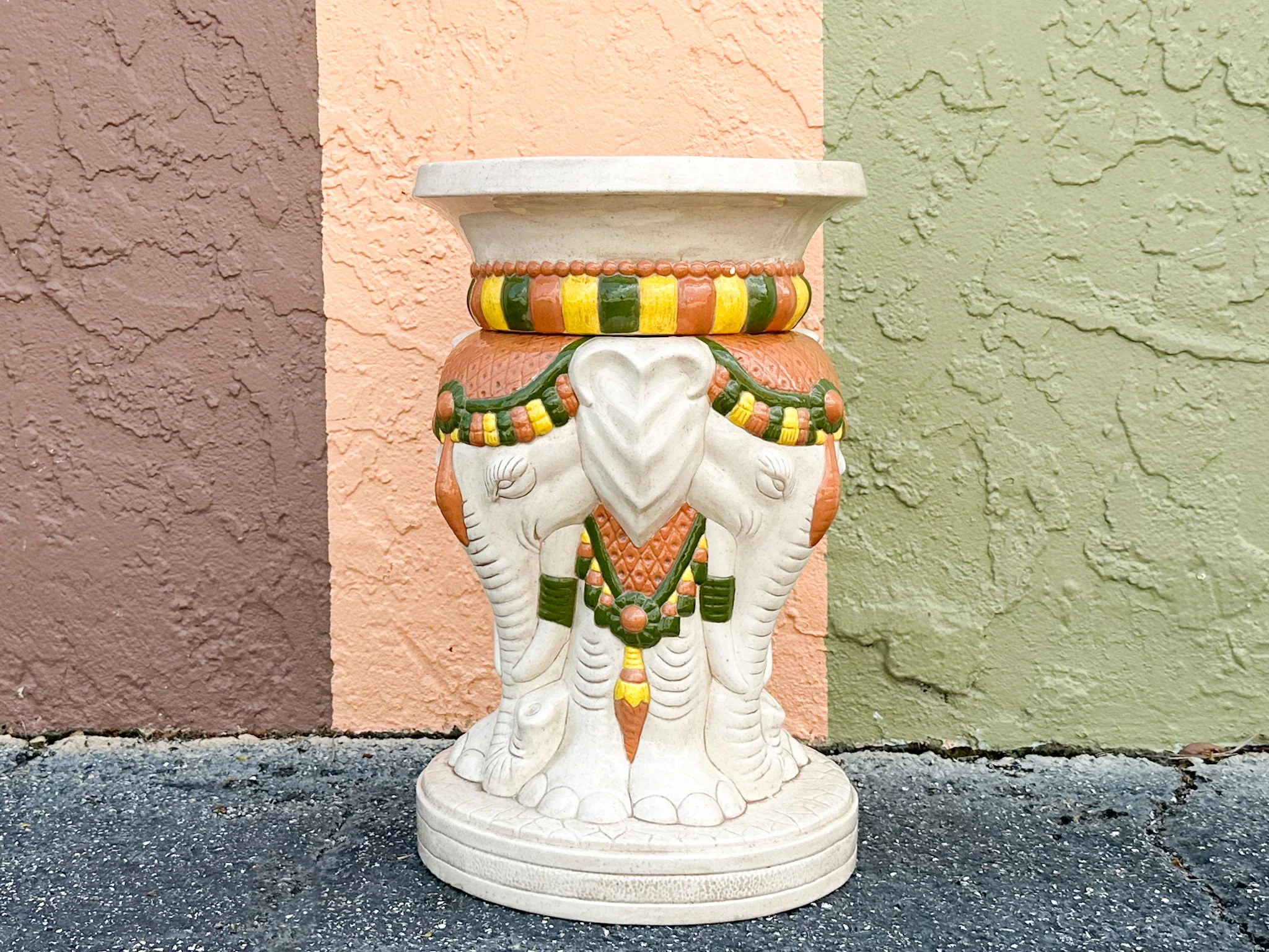 Ceramic Tri-head Elephant Garden Seat - Image 6