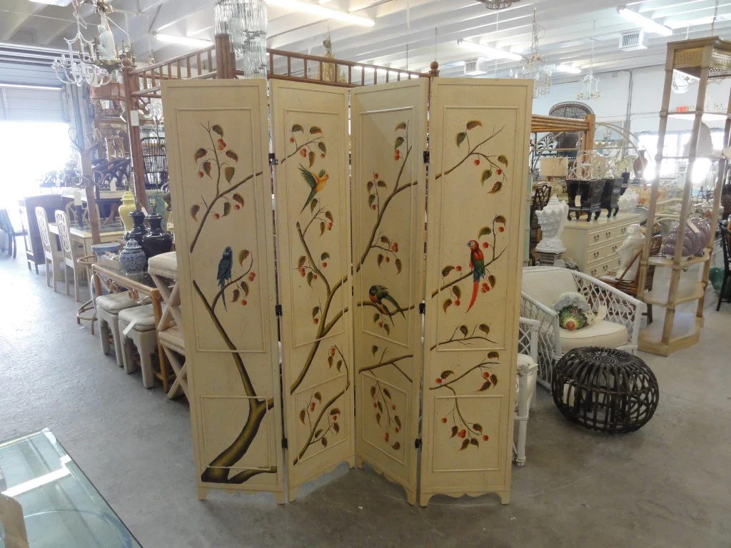 Hand Painted Parrot & Cherry Screen - Image 2