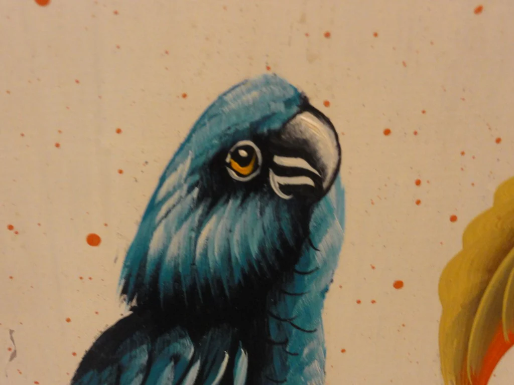 Hand Painted Parrot & Cherry Screen - Image 8