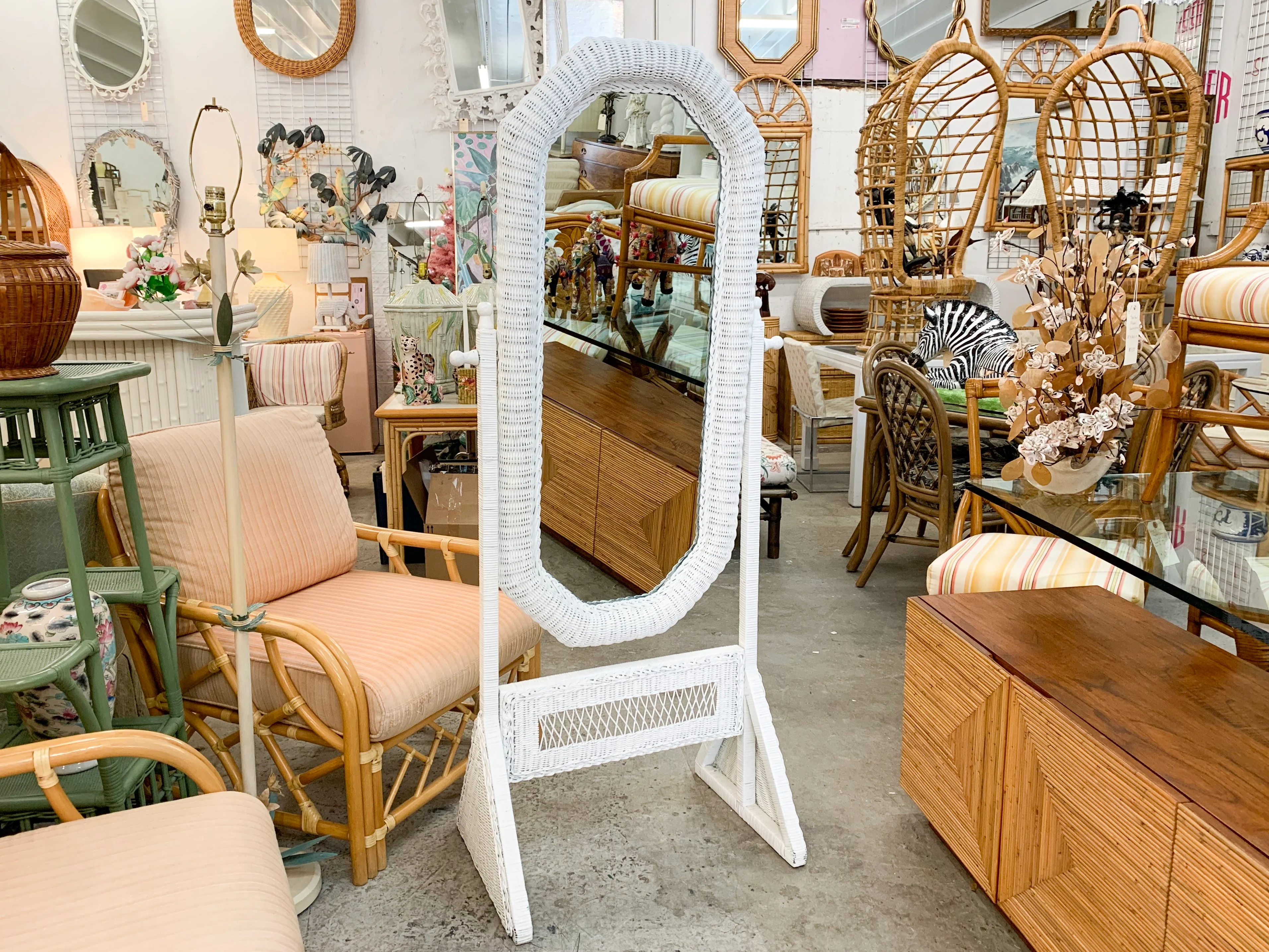 Cheval Wicker Full Length Mirror