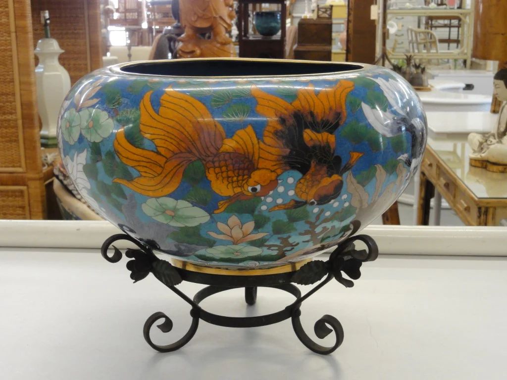 Chic Cloisonne Fish Cache Pot - Image 2