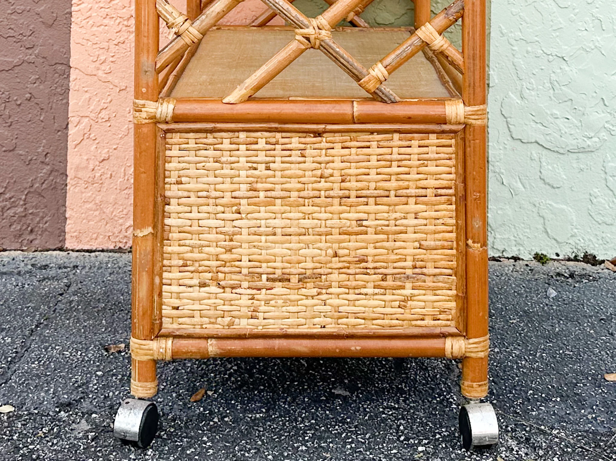 Chippendale Rattan Bar Cart - Image 11