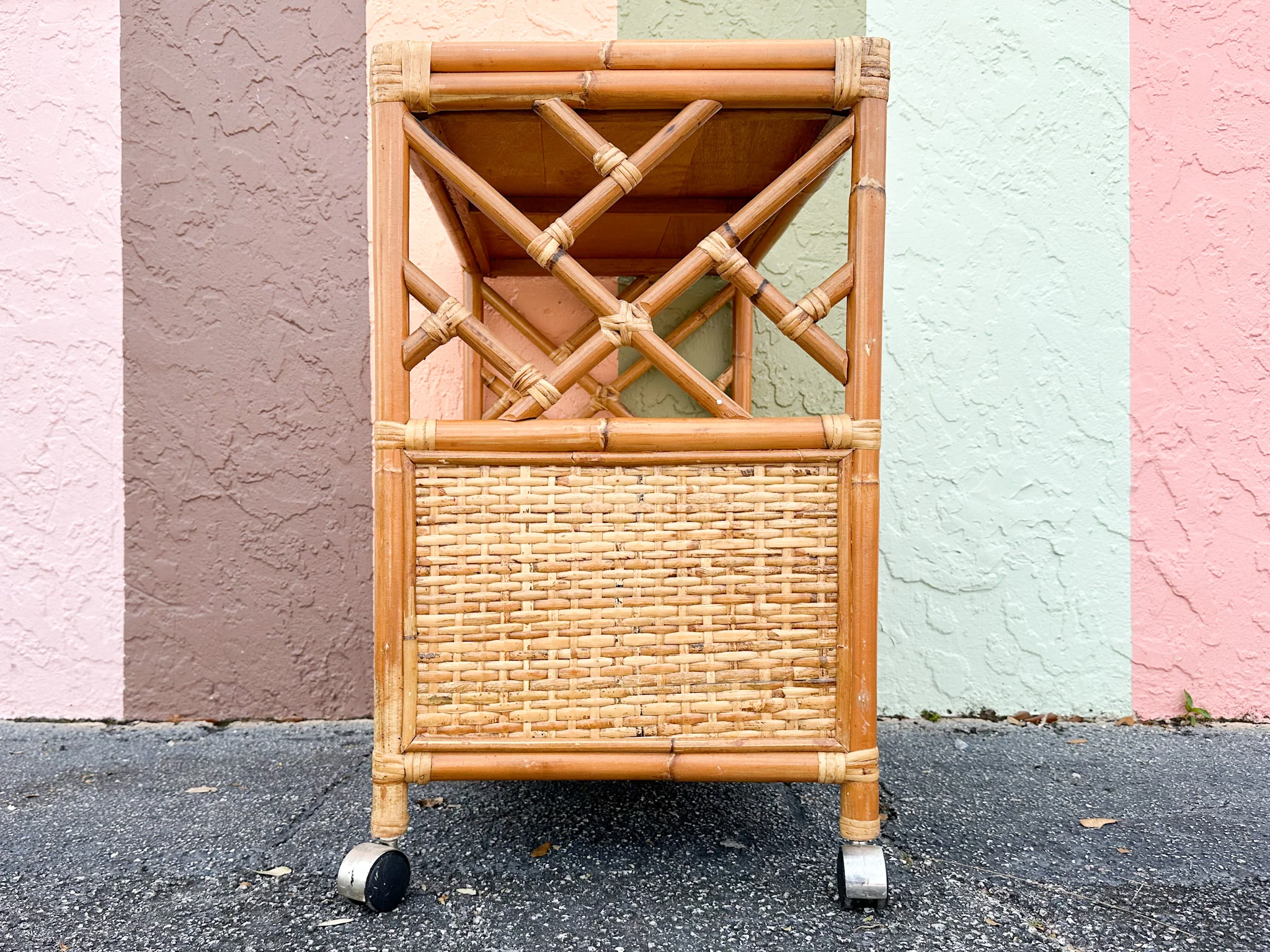 Chippendale Rattan Bar Cart - Image 12