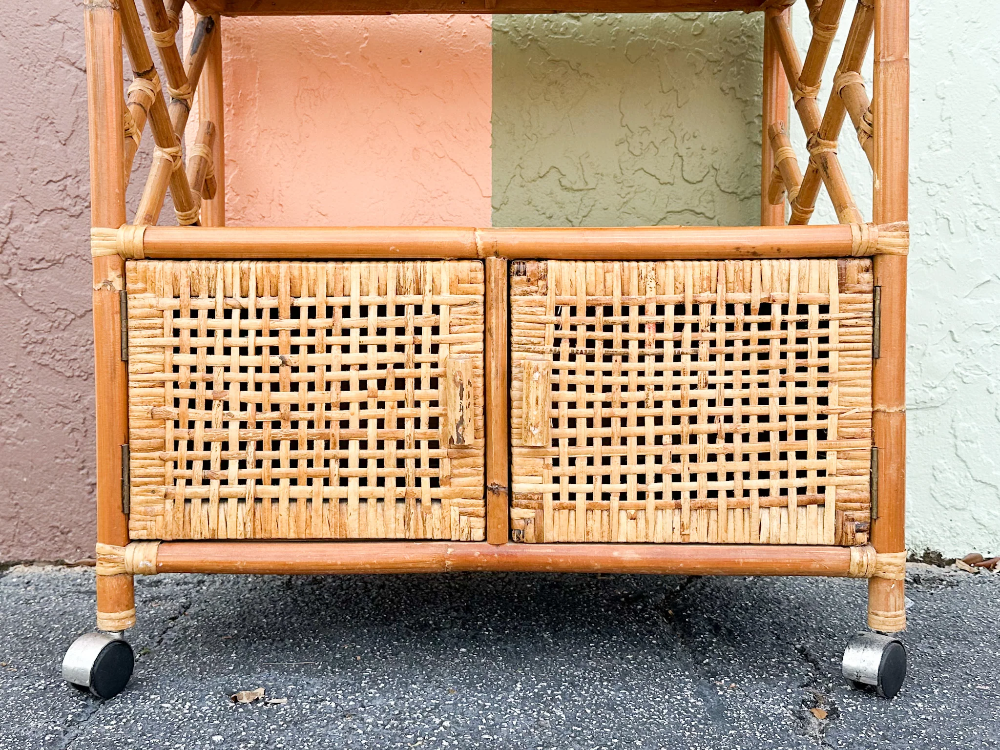 Chippendale Rattan Bar Cart - Image 4