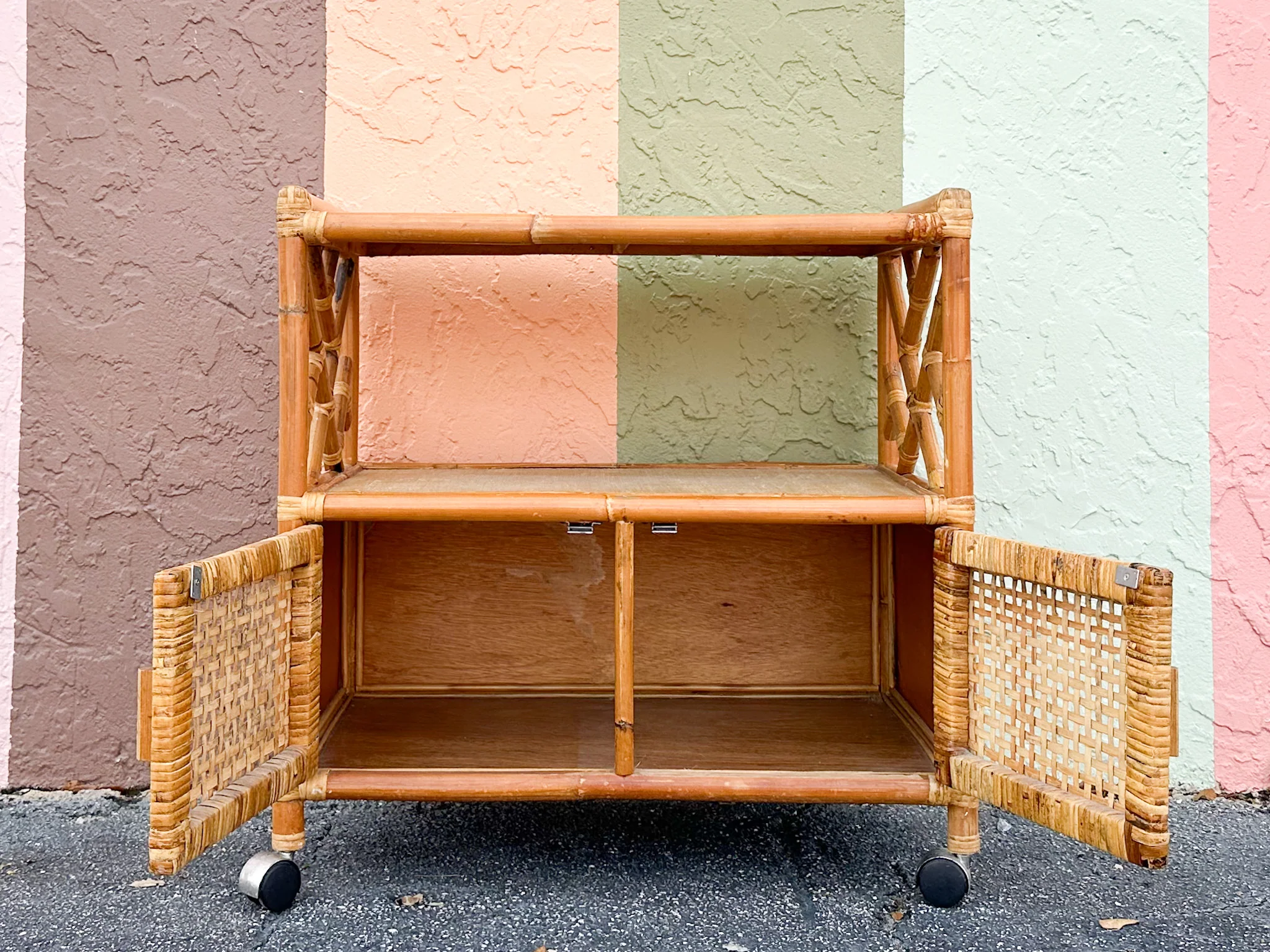 Chippendale Rattan Bar Cart - Image 6