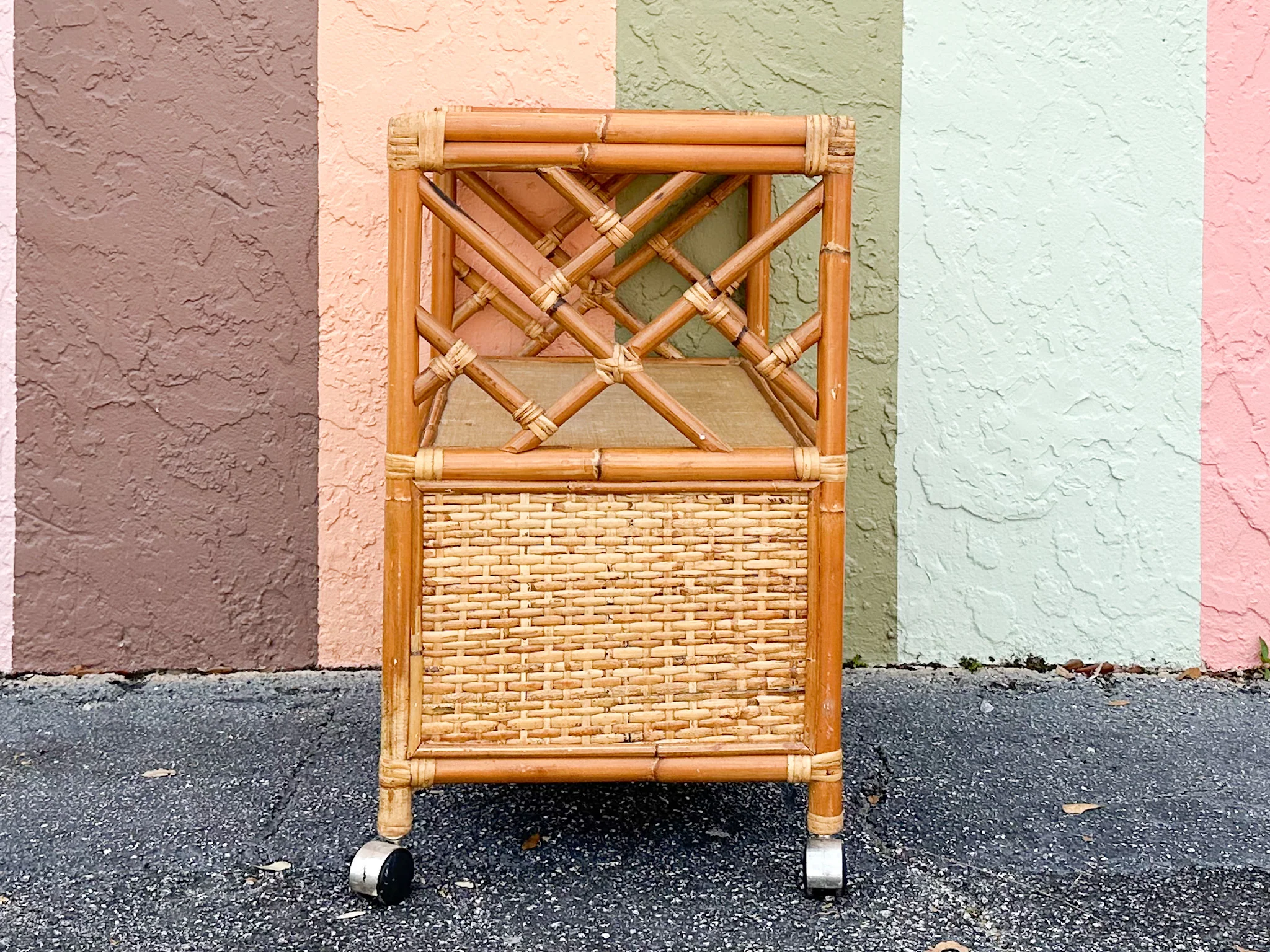 Chippendale Rattan Bar Cart - Image 7