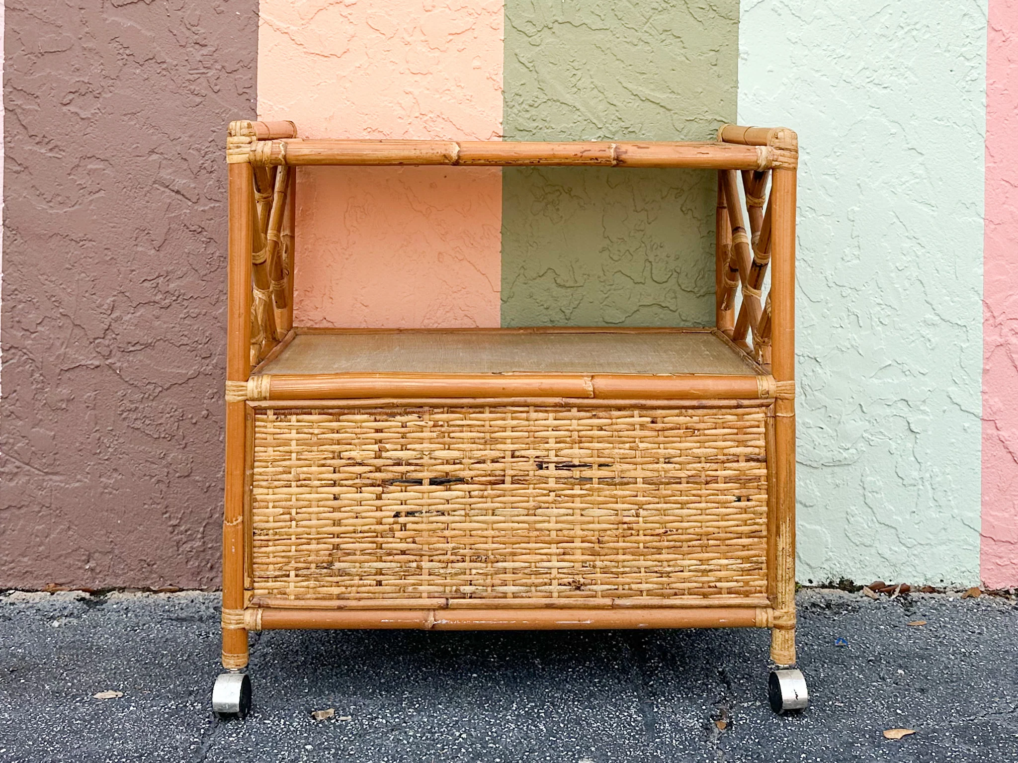 Chippendale Rattan Bar Cart - Image 9