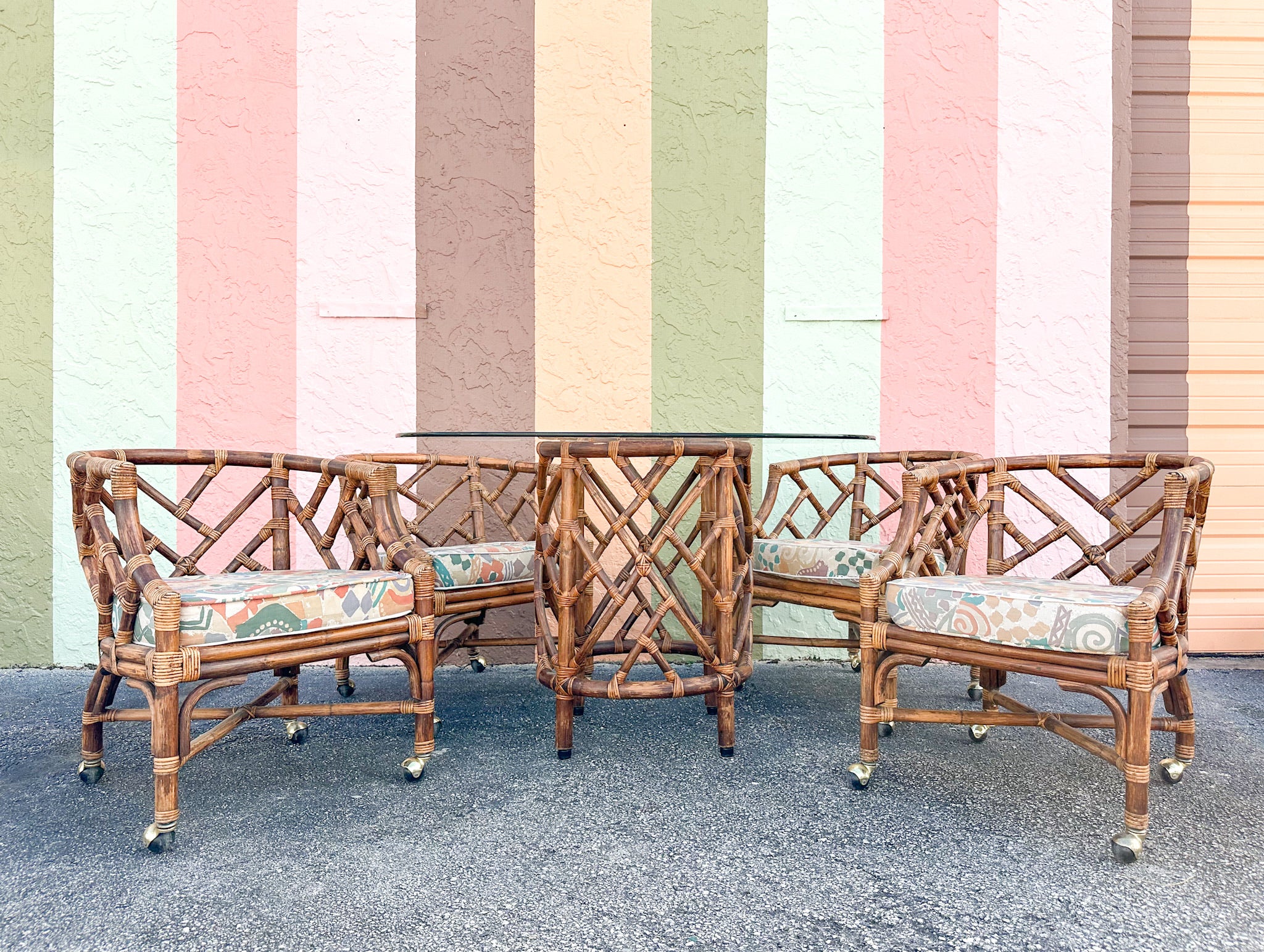 Chippendale Rattan Dining Table and Chairs - Image 2