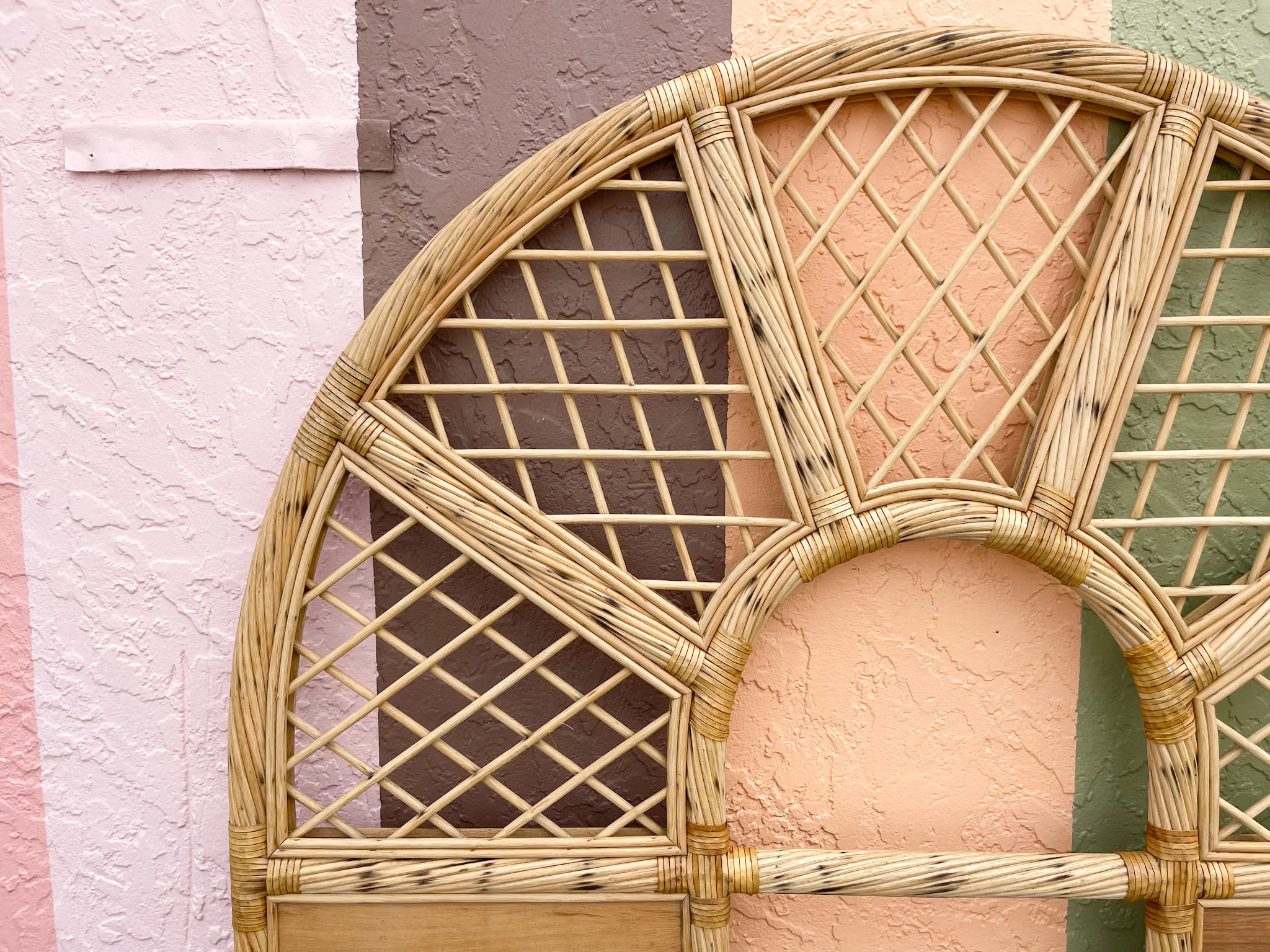 Coastal Burnt Rattan Queen Headboard - Image 3