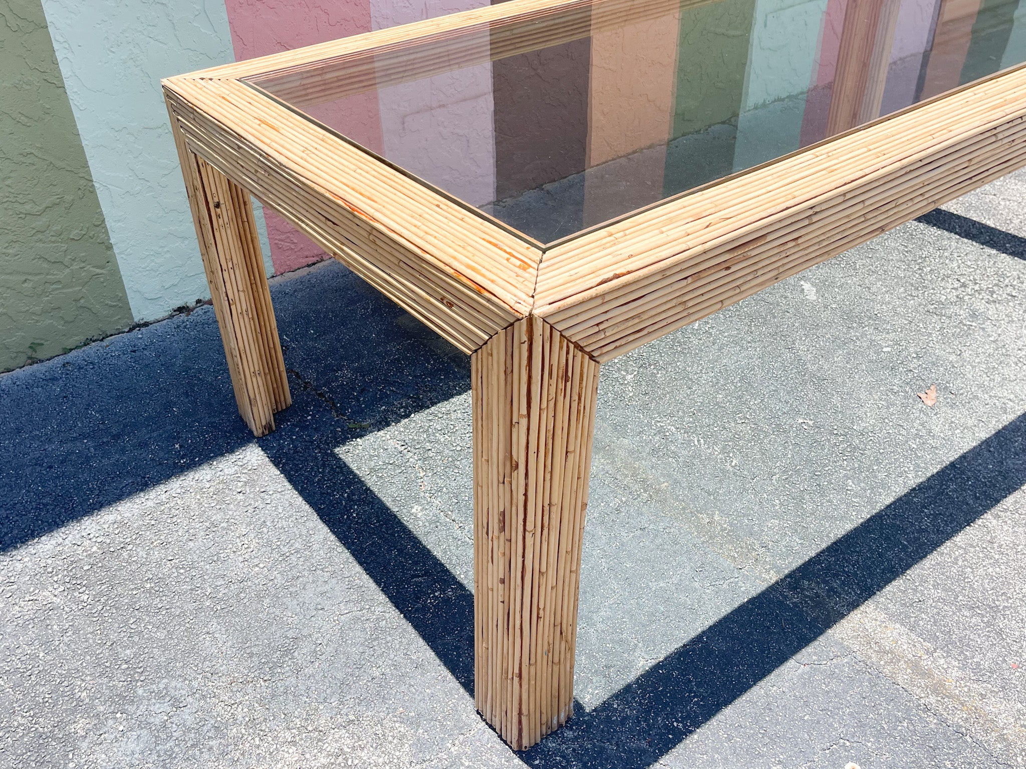 Coastal Chic Pencil Reed Rattan Dining Table - Image 12