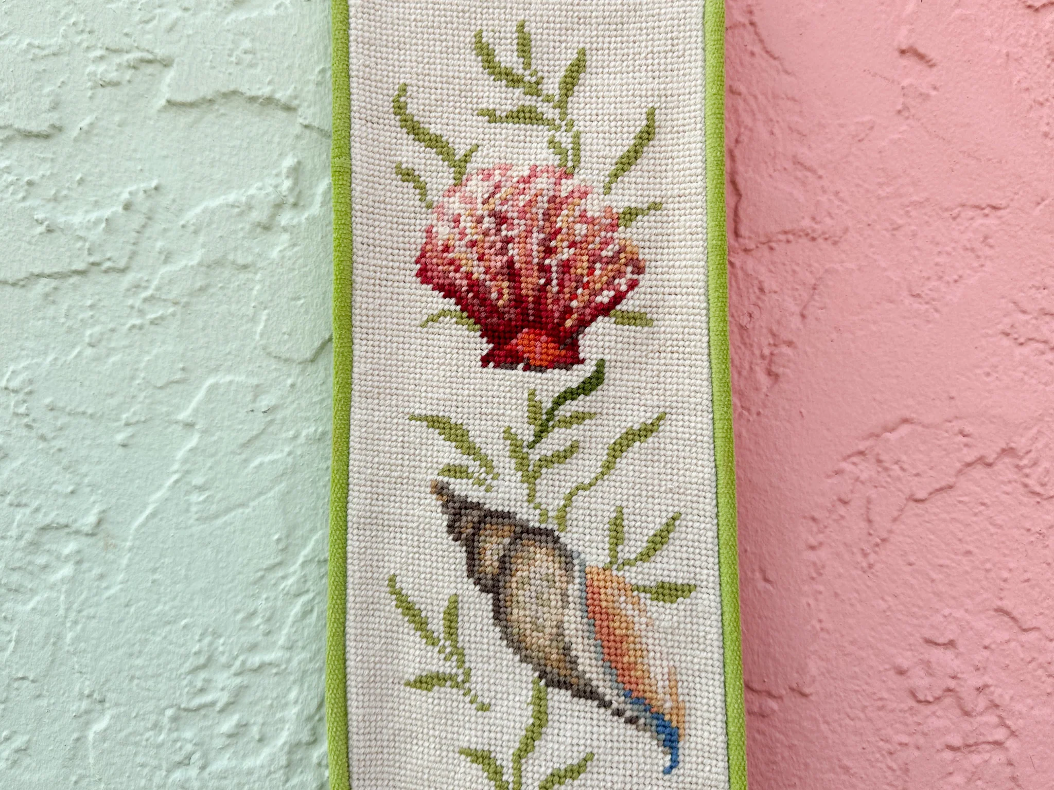 Coastal Needlepoint and Brass Wall Hanging - Image 4