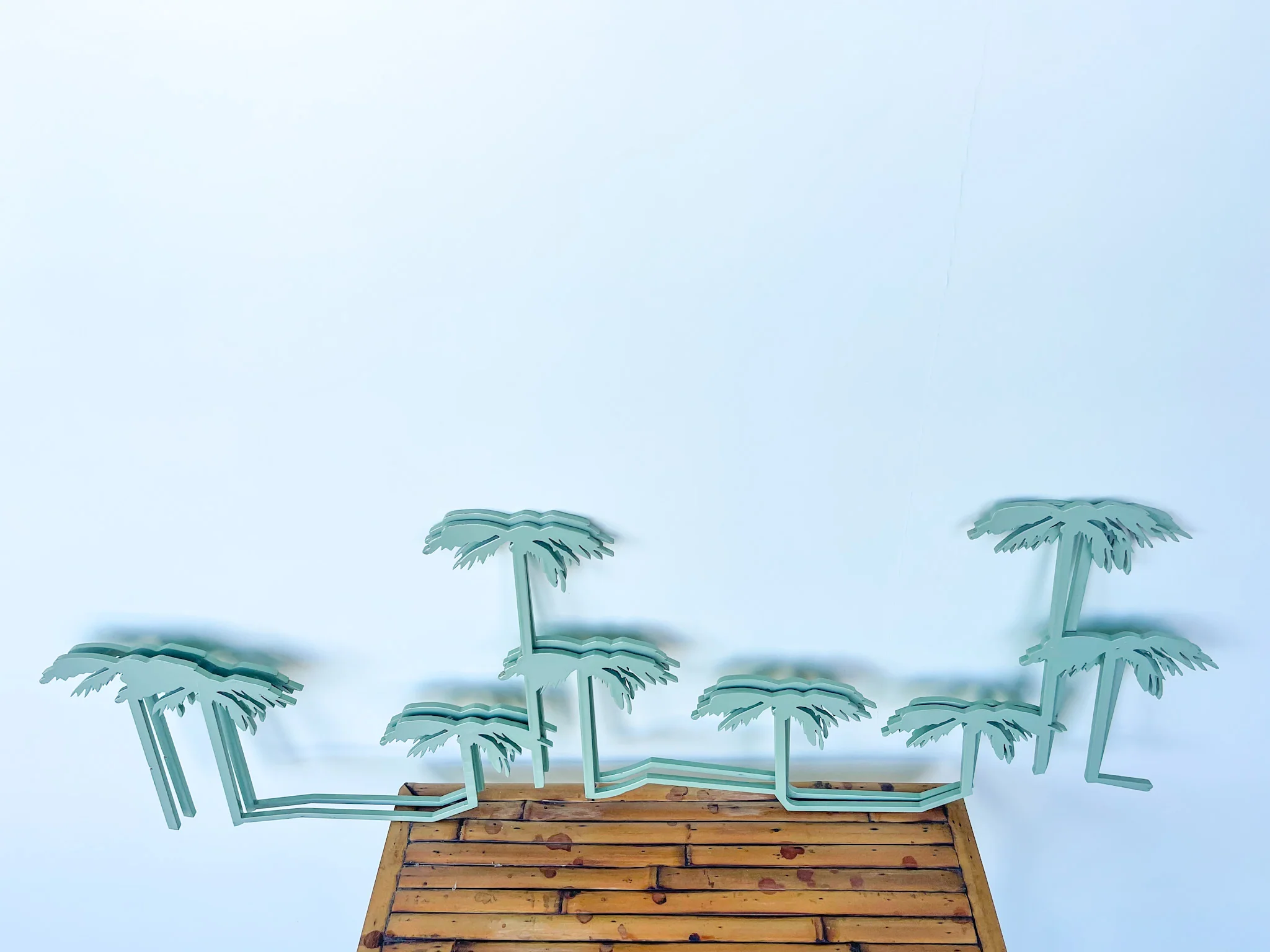 Pair of Coastal Sea Foam Palm Tree Wall Art - Image 2