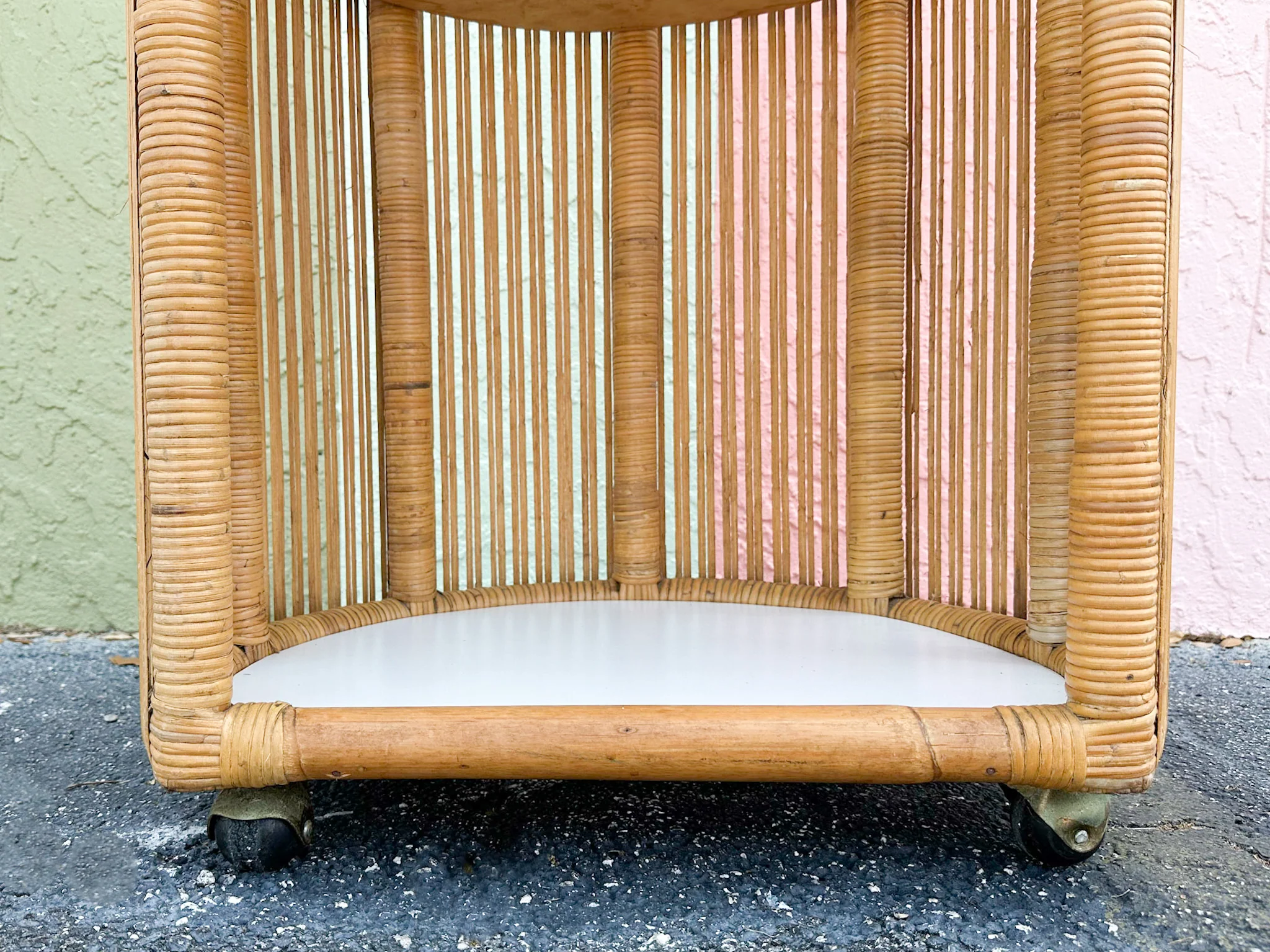 Coastal Stick Wicker Rattan Bar Cart - Image 12