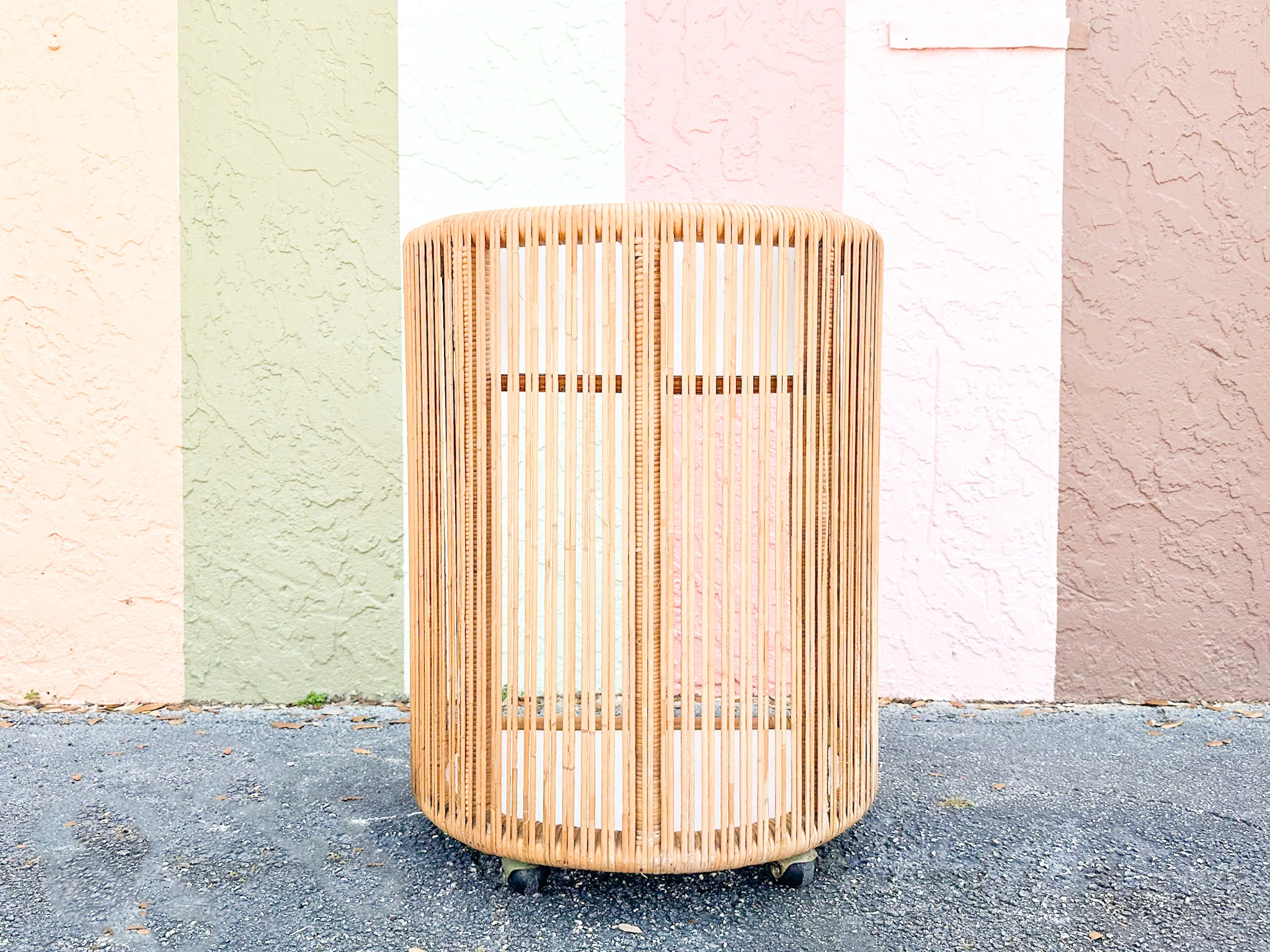 Coastal Stick Wicker Rattan Bar Cart - Image 4