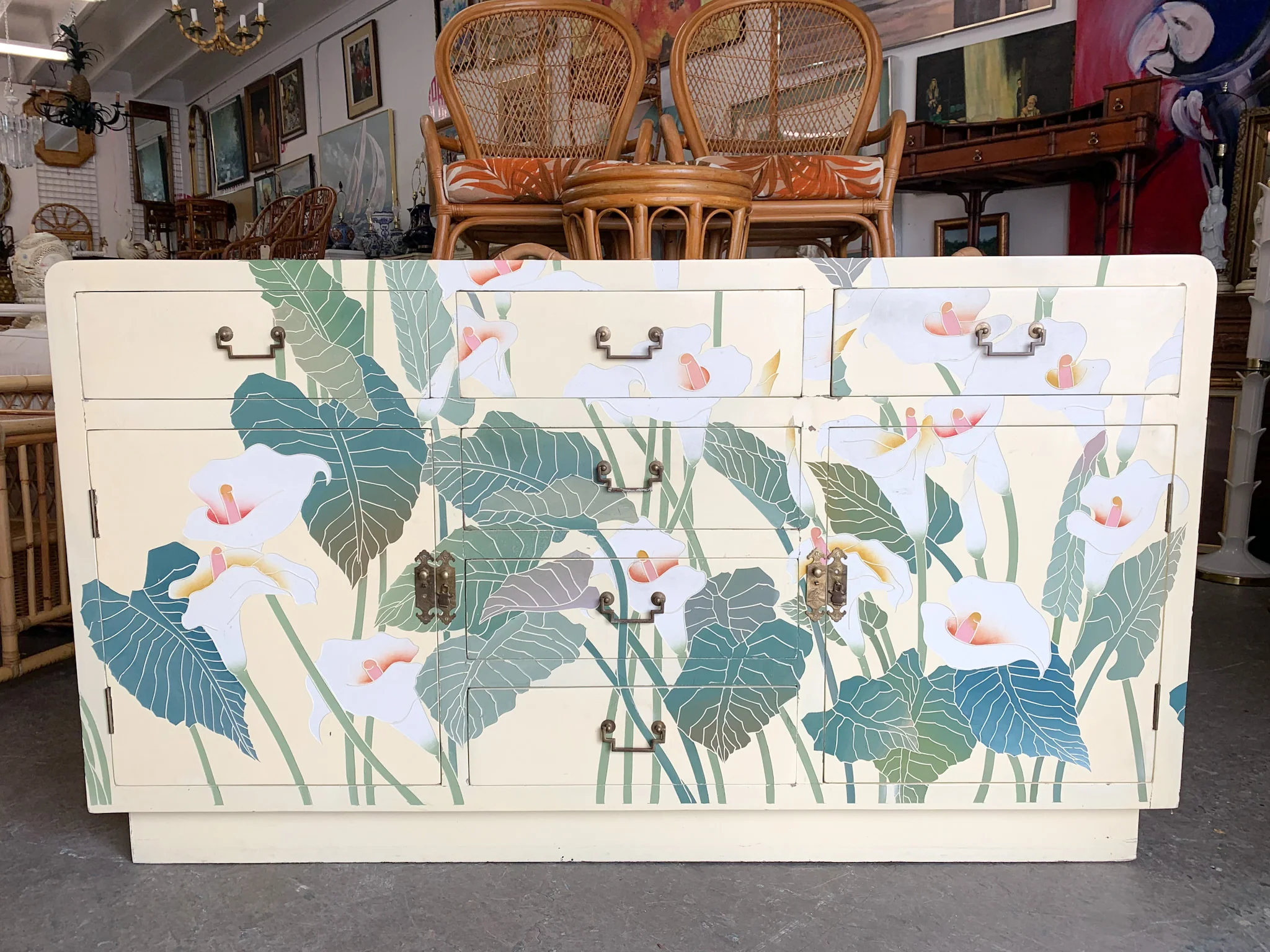 Colorful Calla Lily Waterfall Credenza