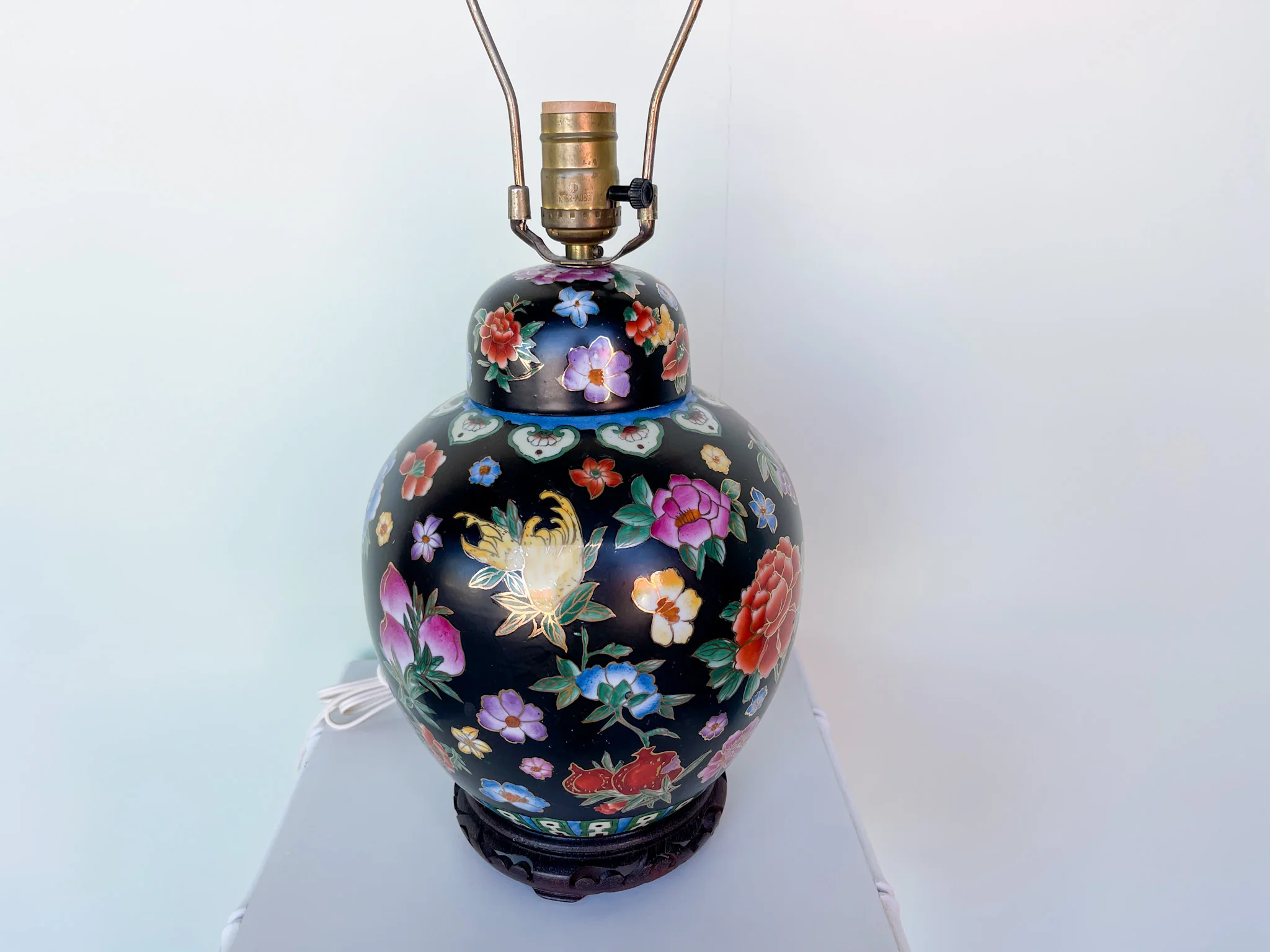 Colorful Floral Porcelain Lamp - Image 2