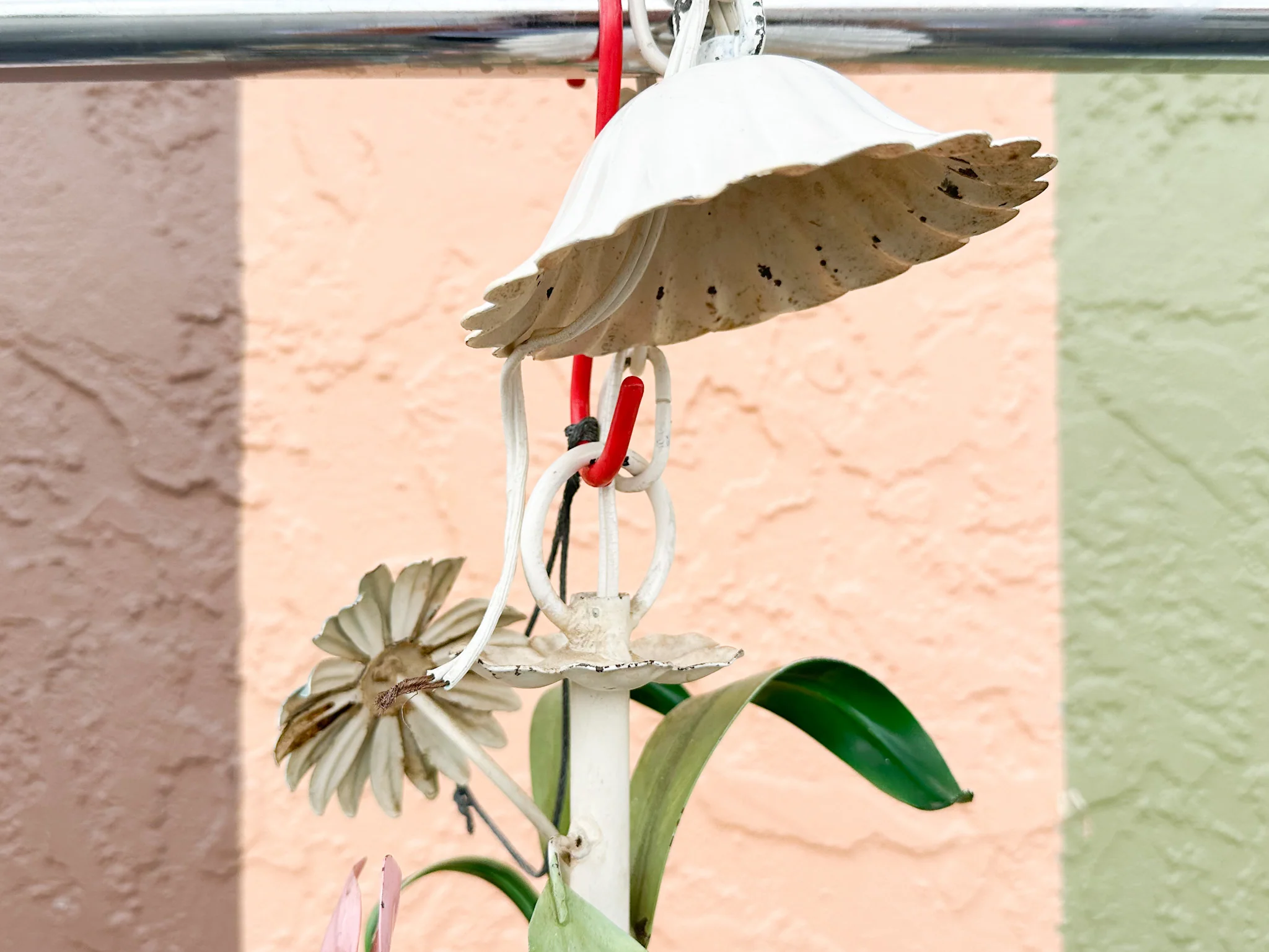 Colorful Floral Tole Chandelier - Image 3