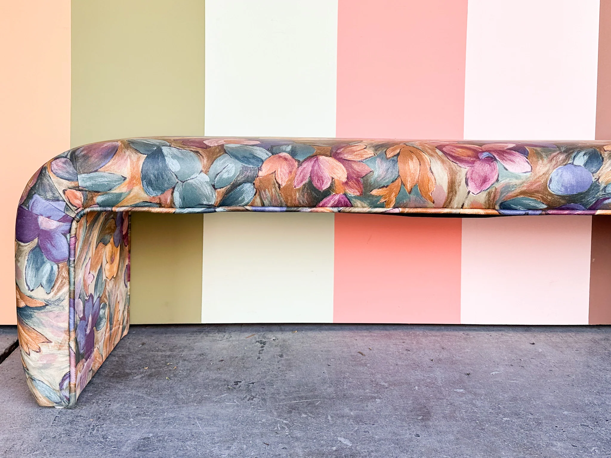 Colorful Floral Upholstered Waterfall Bench - Image 4