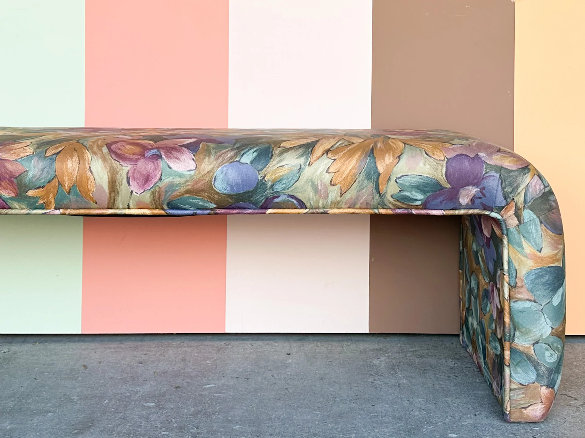 Colorful Floral Upholstered Waterfall Bench - Image 5