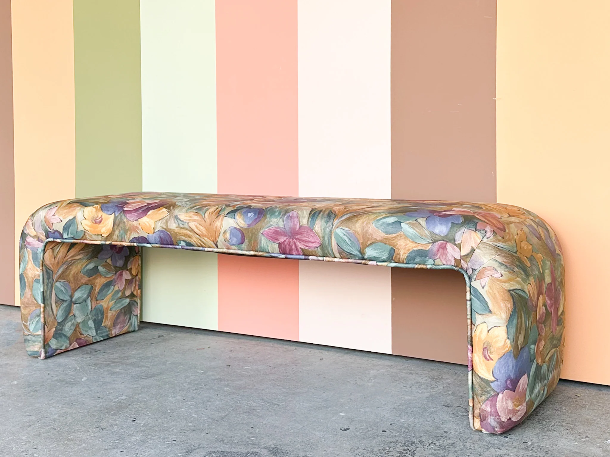 Colorful Floral Upholstered Waterfall Bench - Image 6