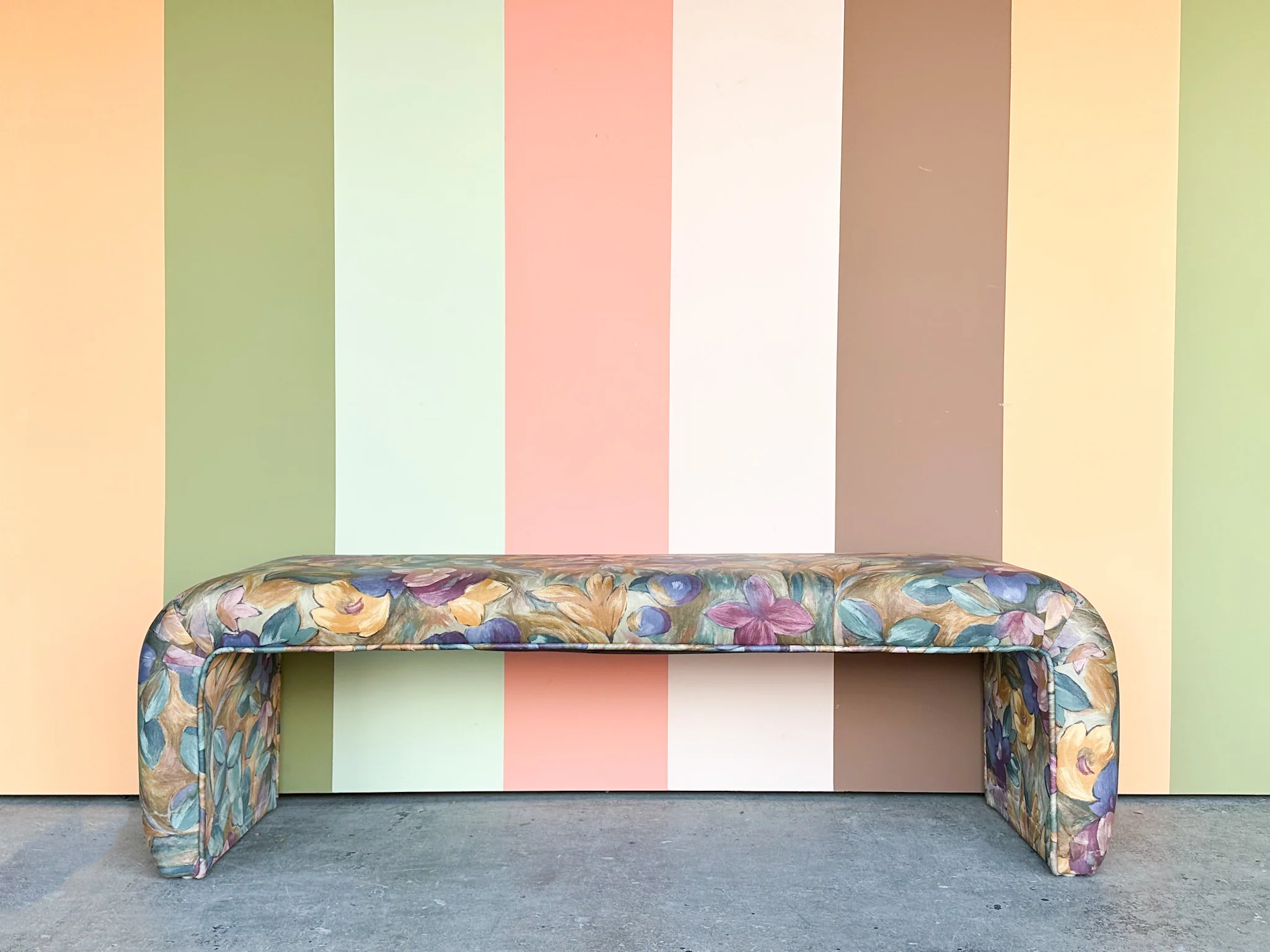 Colorful Floral Upholstered Waterfall Bench - Image 7