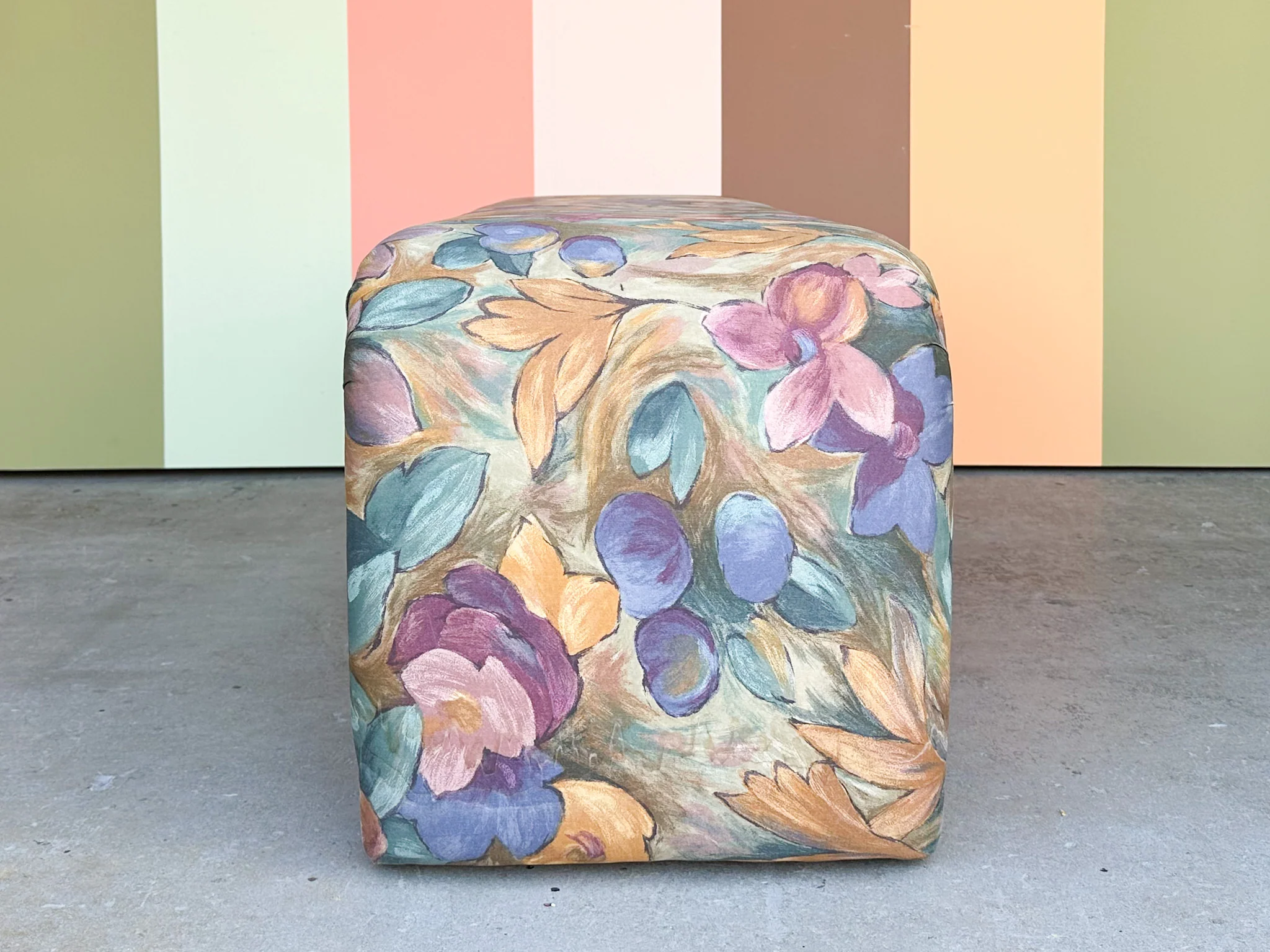 Colorful Floral Upholstered Waterfall Bench - Image 8