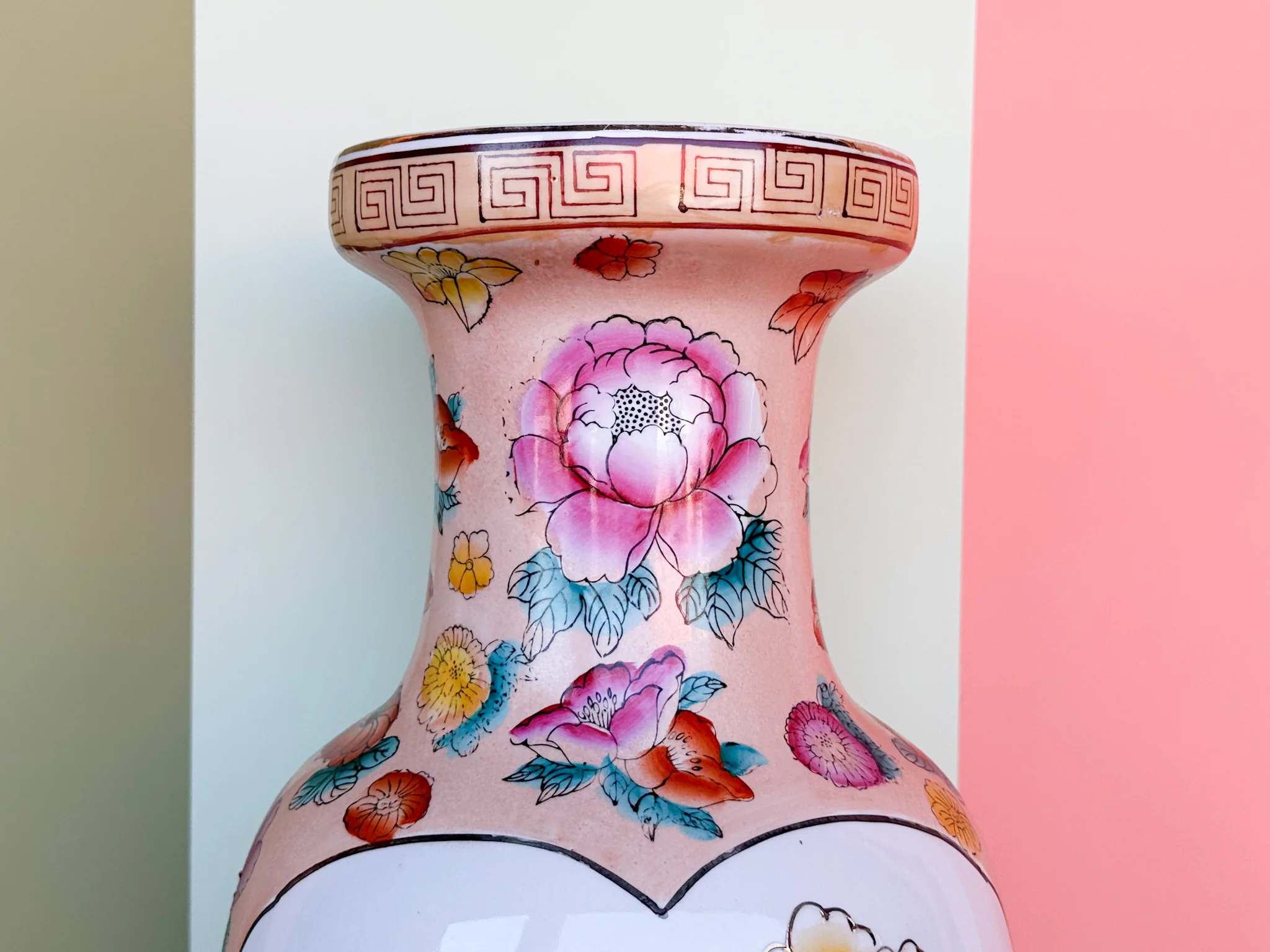 Colorful Large Chinoiserie Vase - Image 2