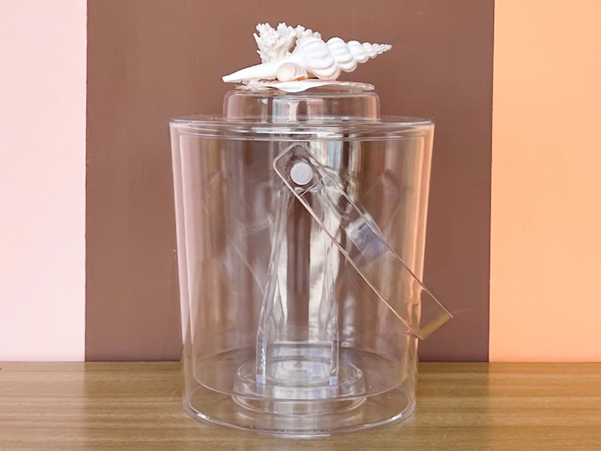 Coral and Clam Lucite Ice Bucket - Image 2