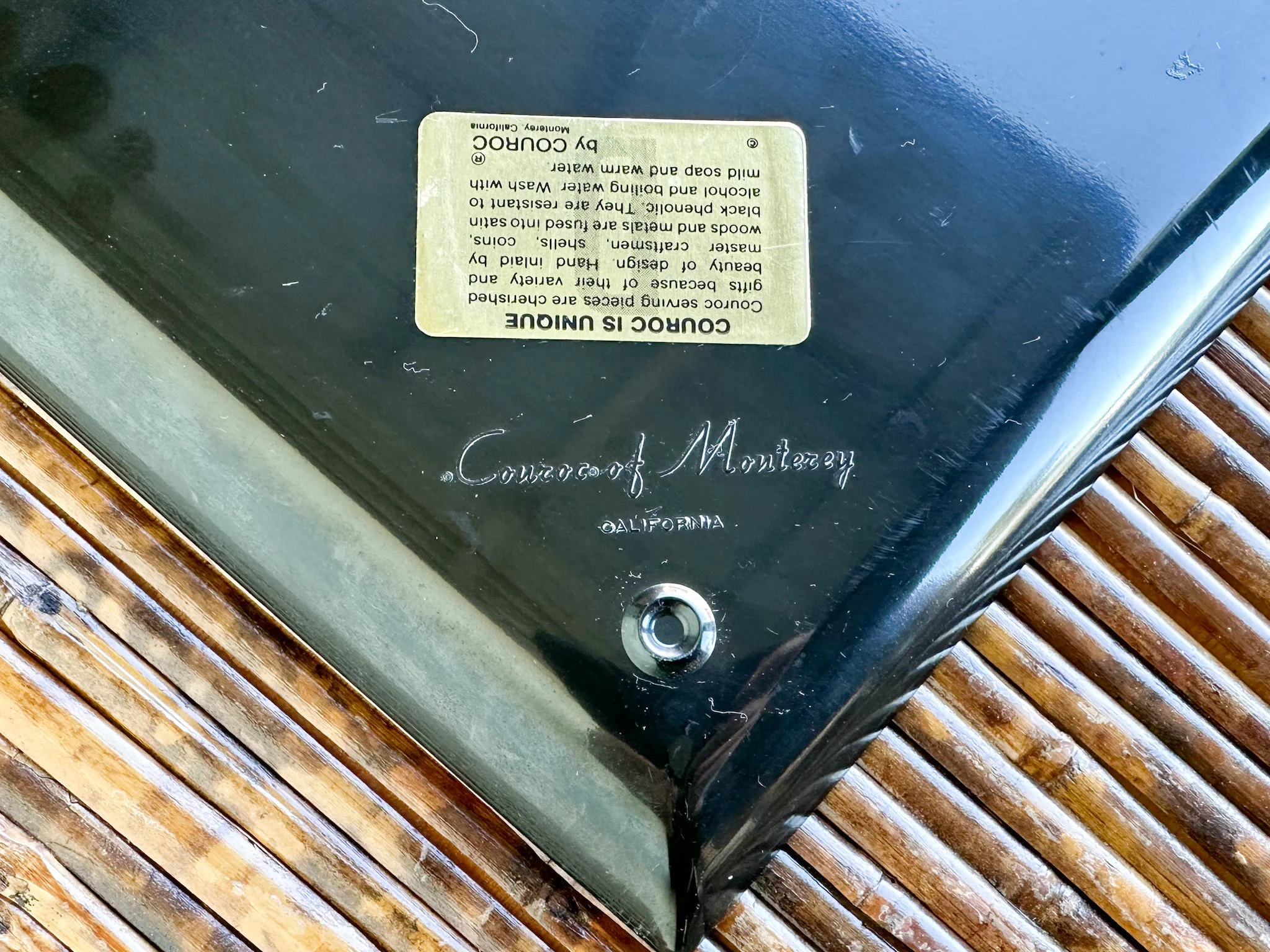 Couroc Tray with Wood and Brass Inlaid Macaws - Image 3