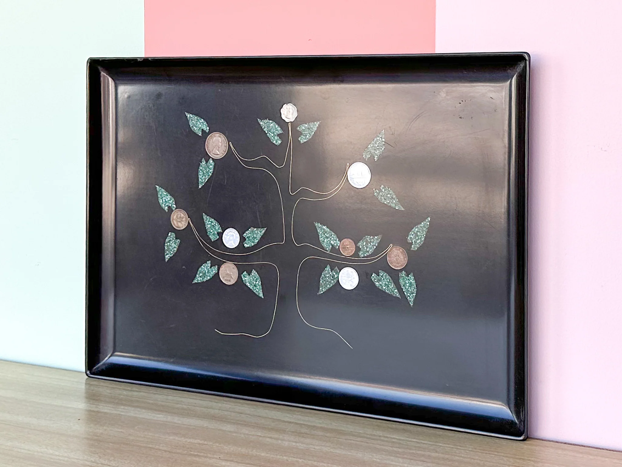 Couroc Tree of Life Tray with Inlaid Coins - Image 2