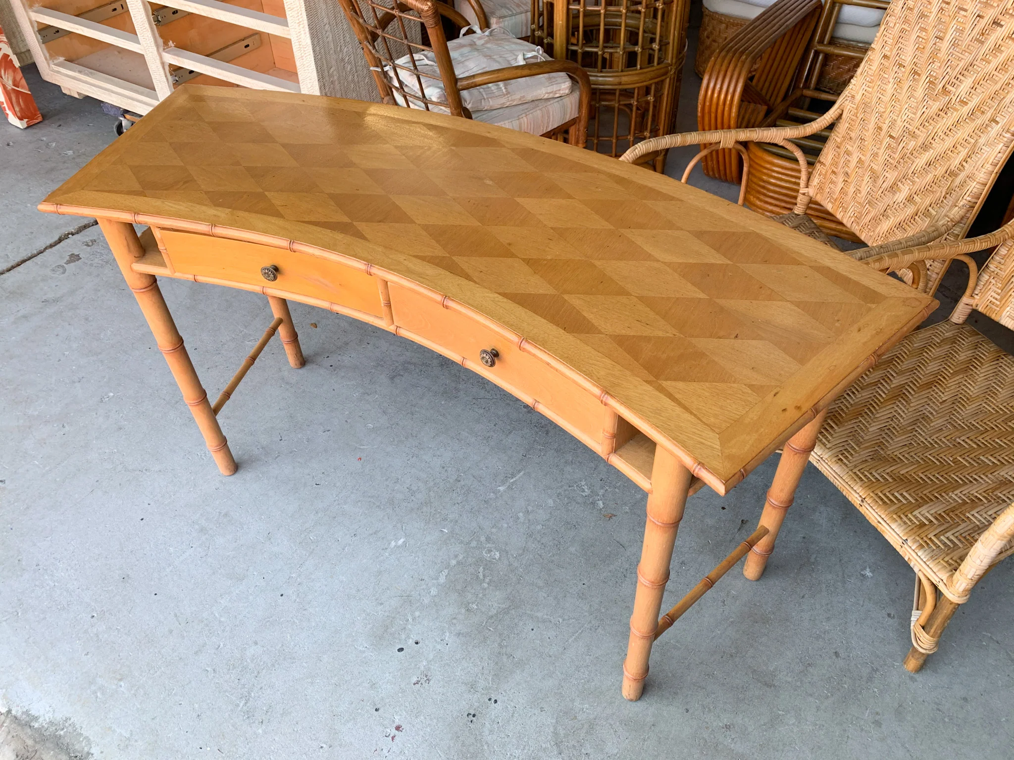 Curved Faux Bamboo Desk - Image 2