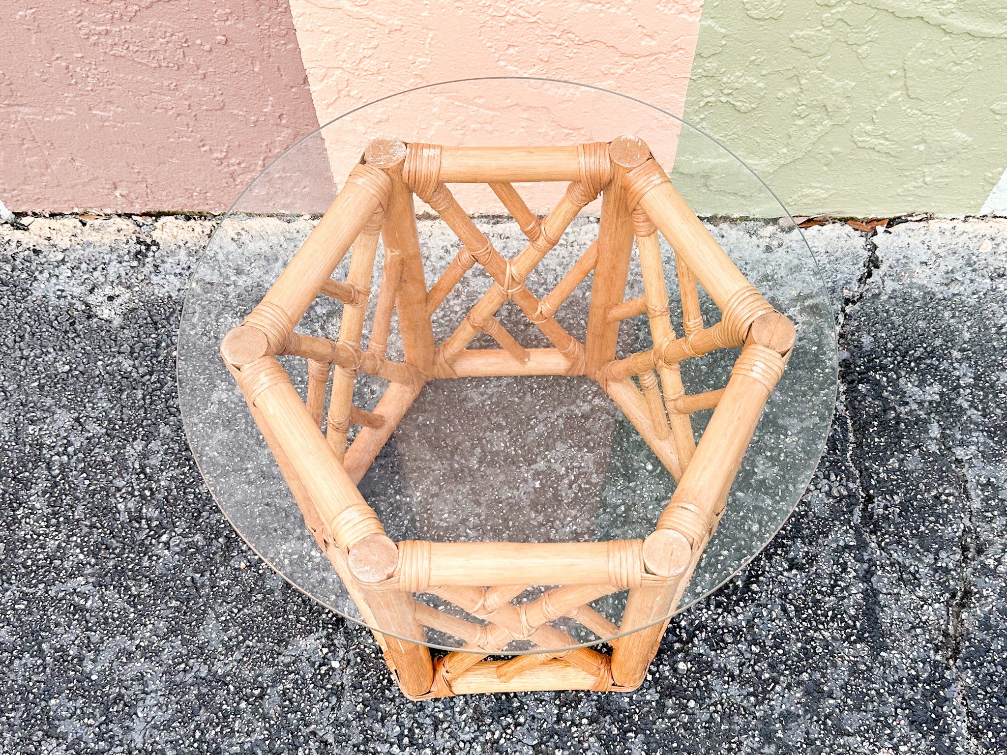 Cute Chippendale Rattan Drinks Table - Image 3