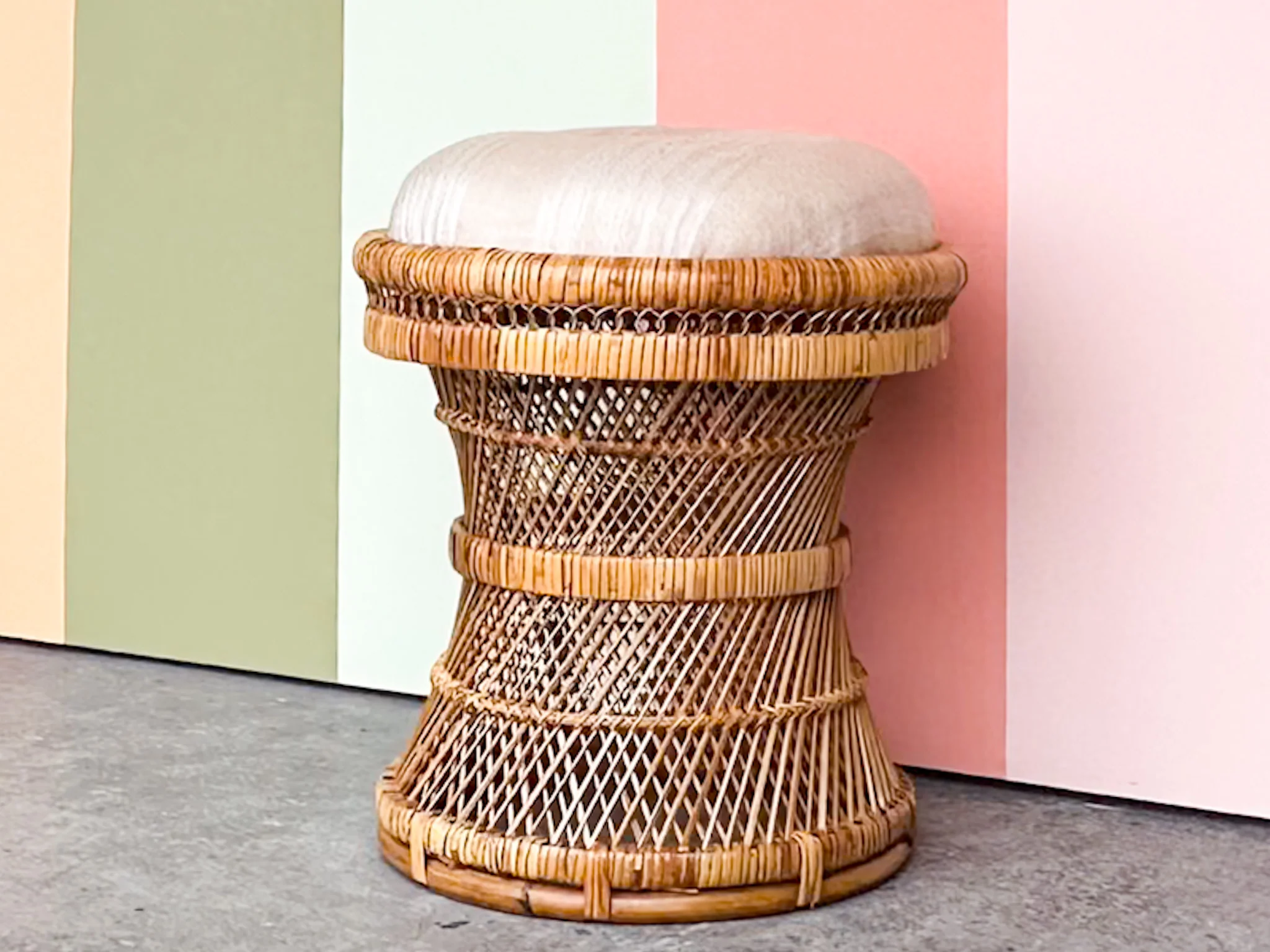 Cute Coastal Rattan Stool - Image 2