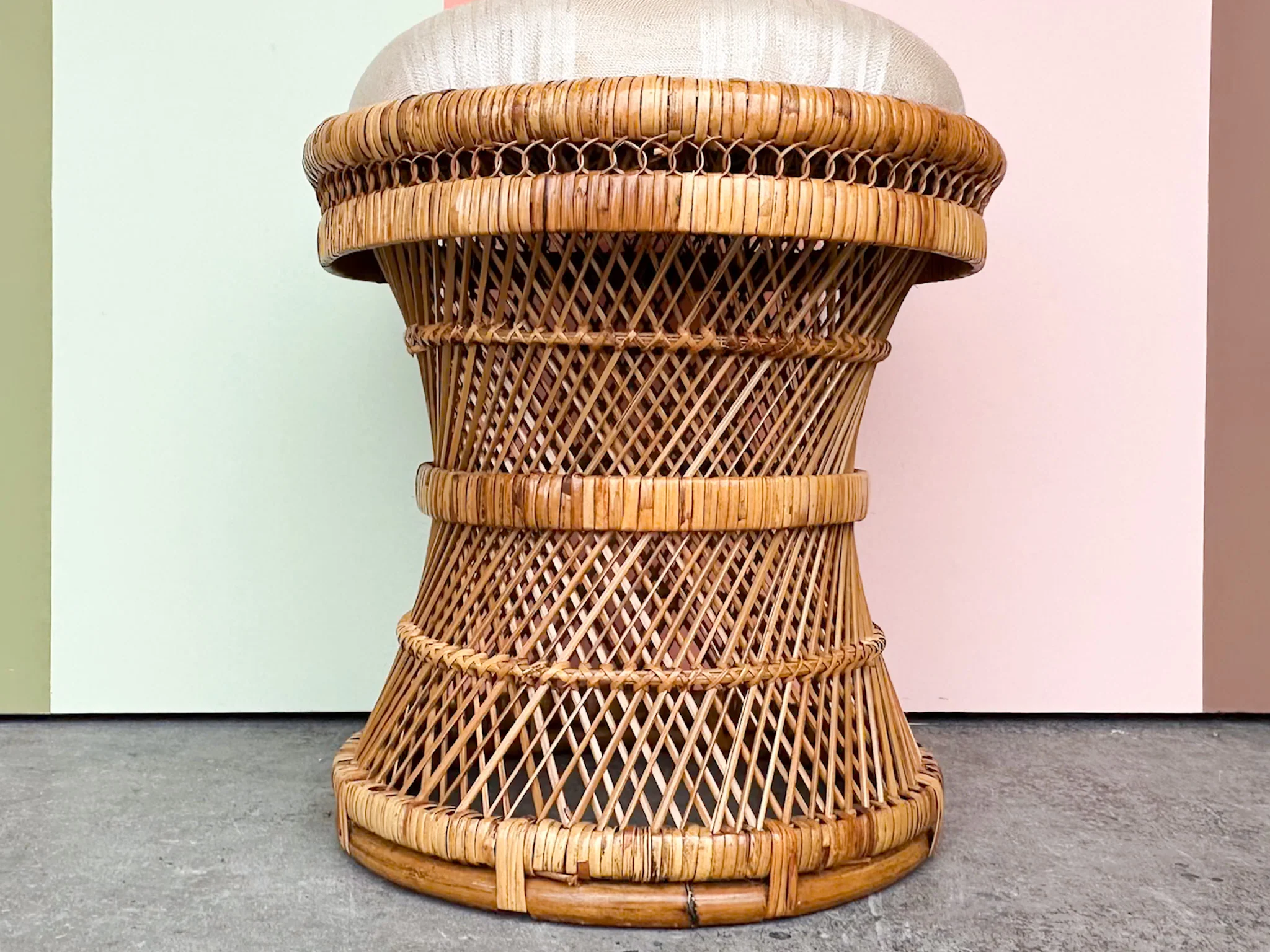 Cute Coastal Rattan Stool - Image 3