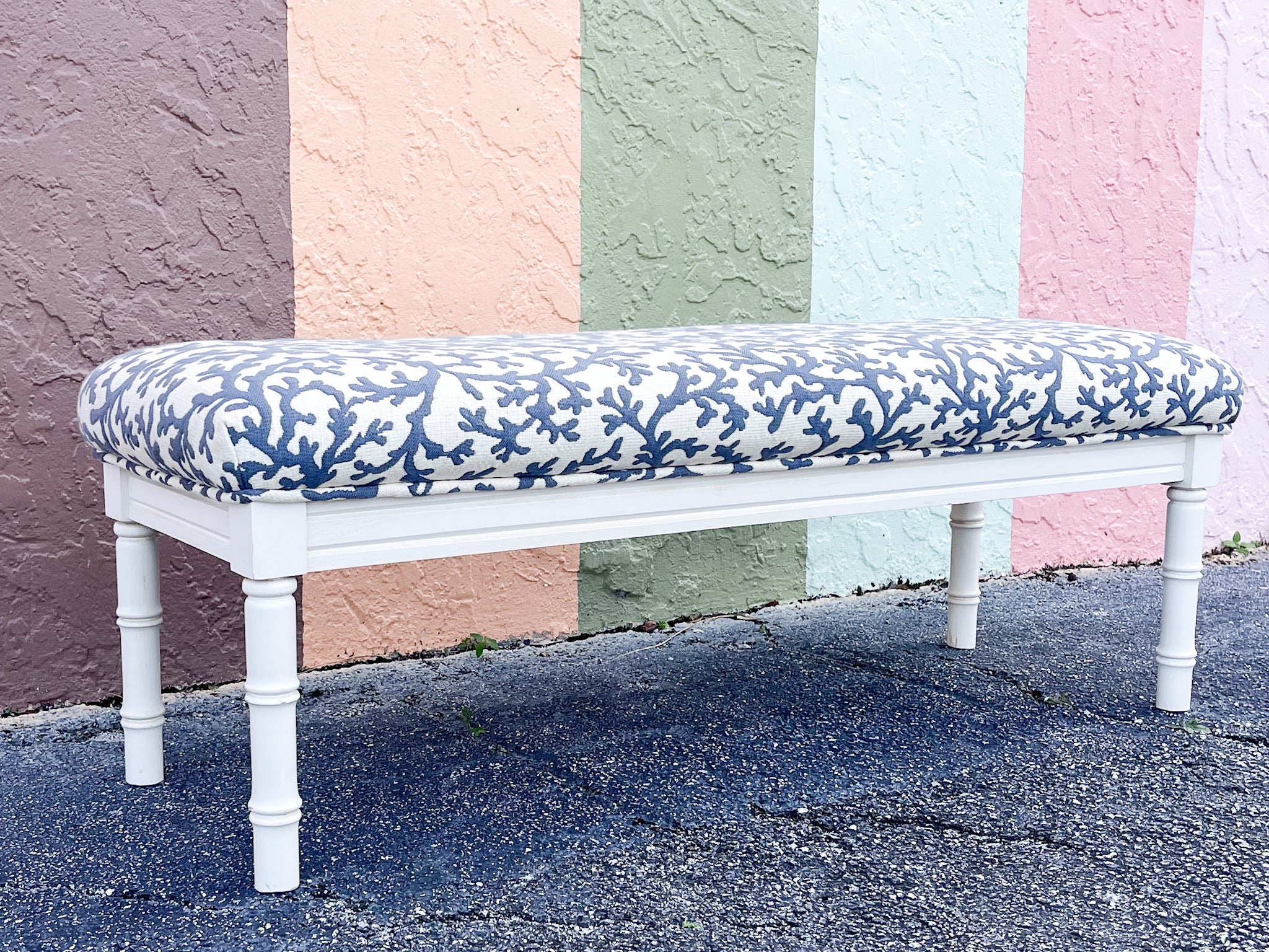 Cute Coral Faux Bamboo Bench - Image 2