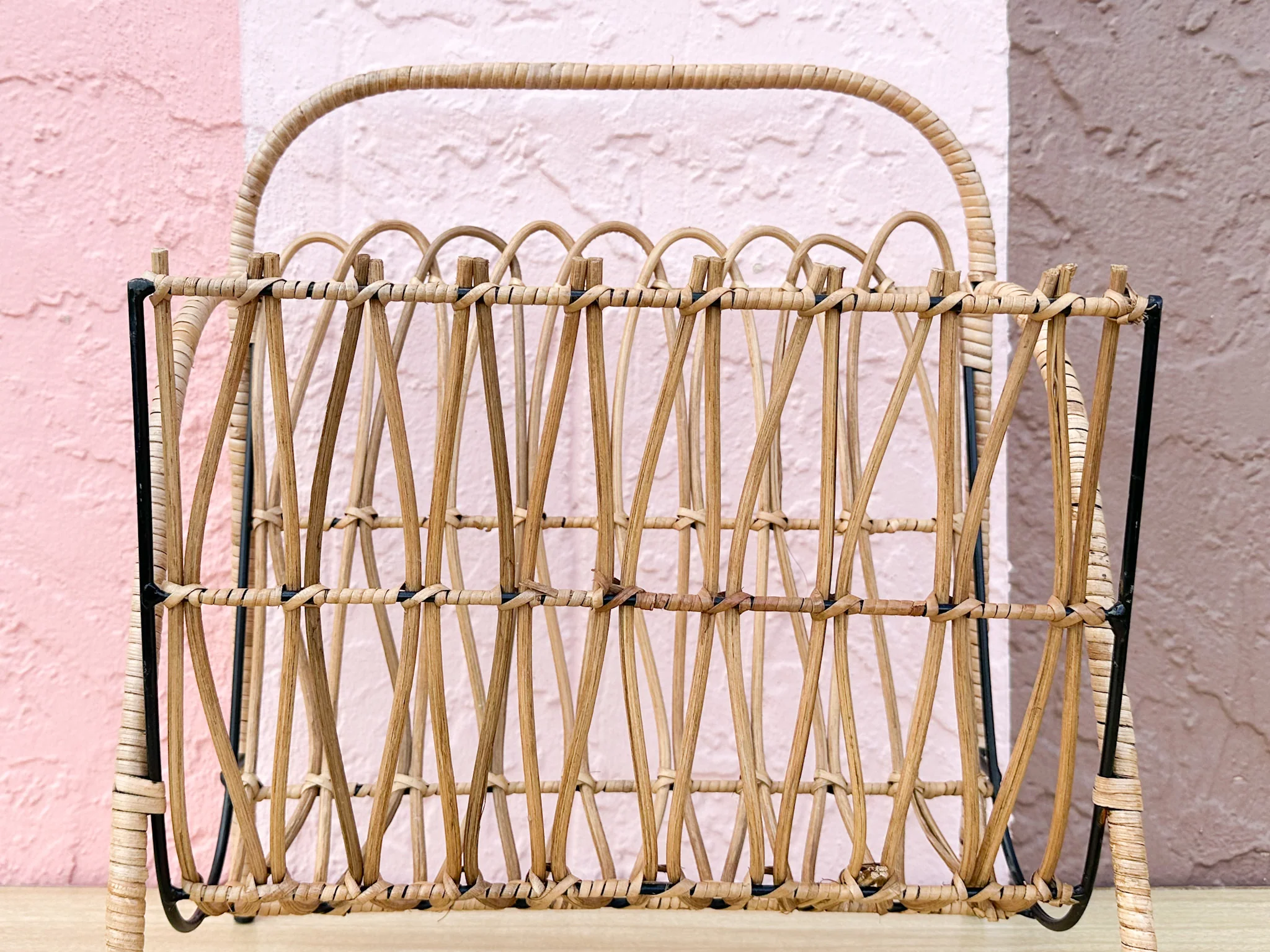Cute Metal and Rattan Magazine Rack - Image 6