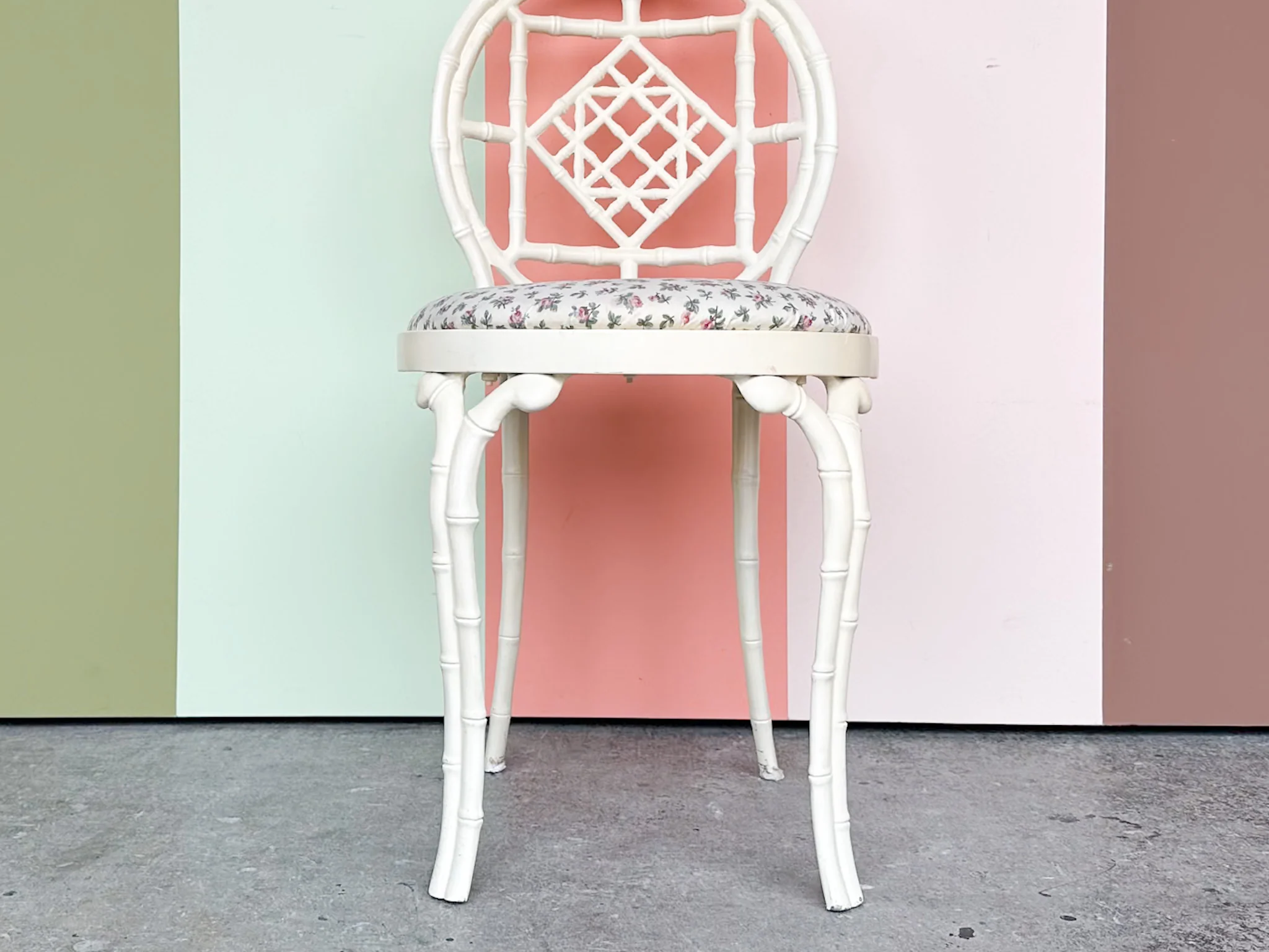 Cute Metal Faux Bamboo Vanity Chair - Image 6