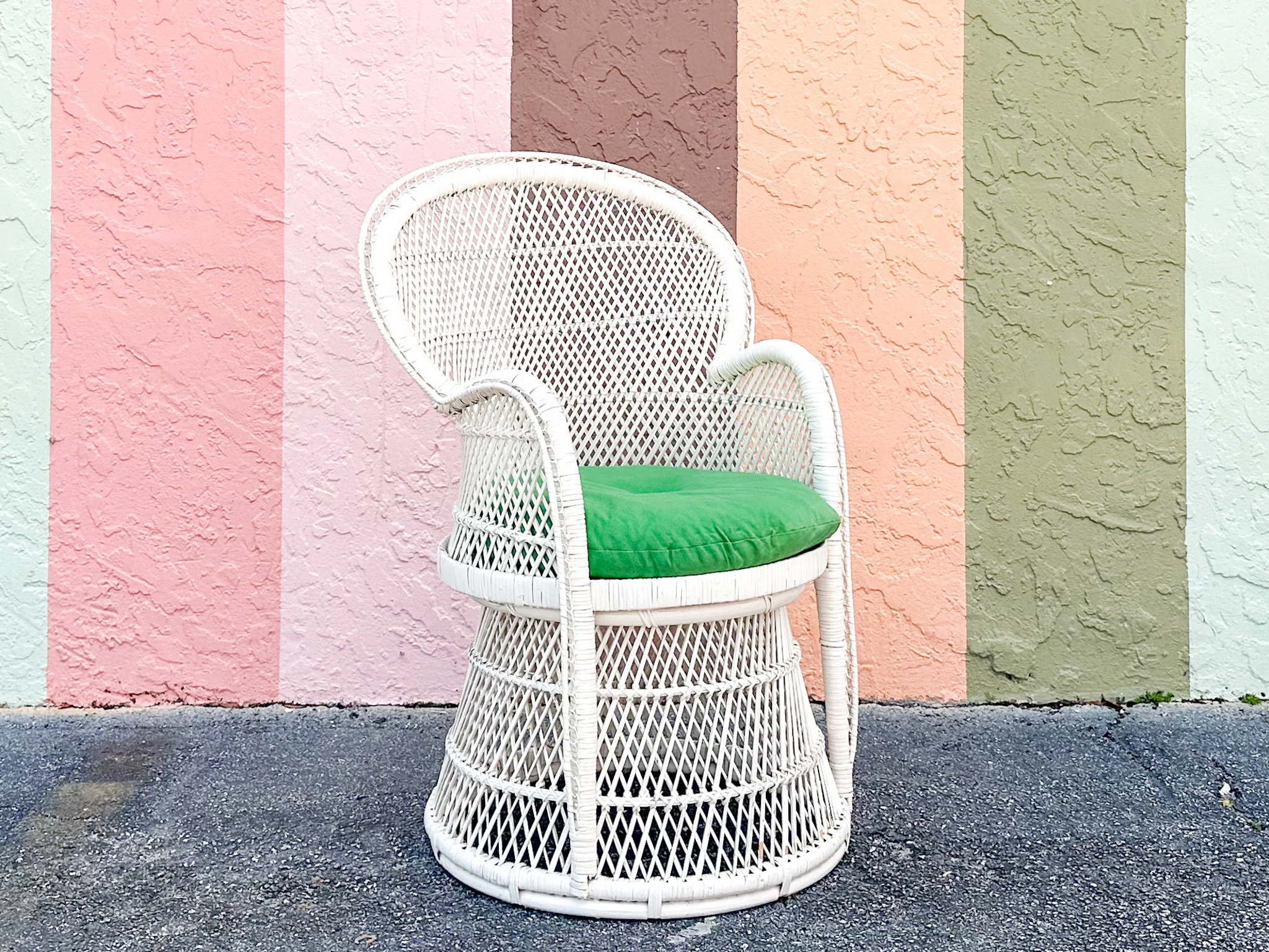 Cute Painted Buri Rattan Chair - Image 2