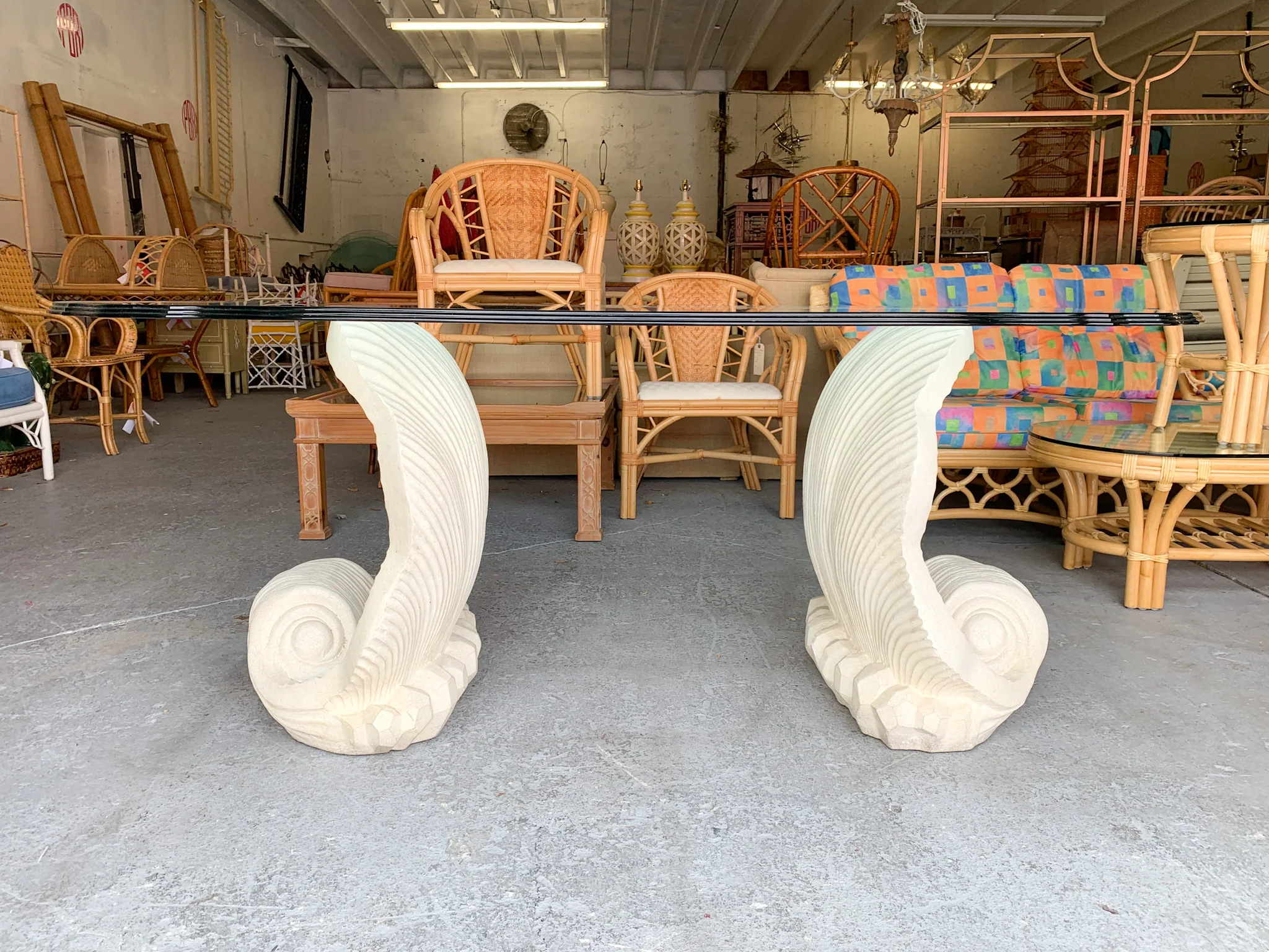 Double Shell Plaster Dining Table - Image 4