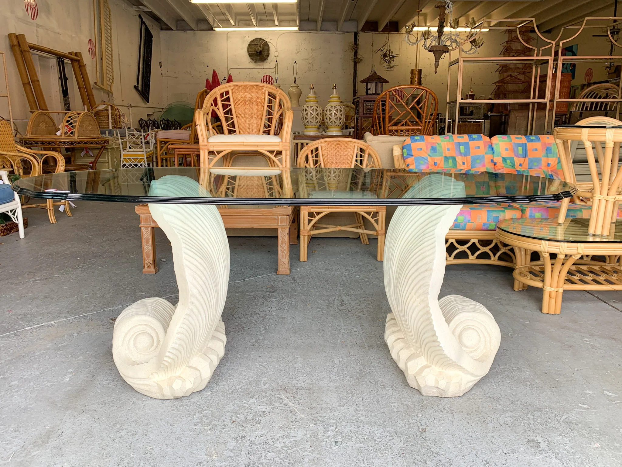 Double Shell Plaster Dining Table - Image 5