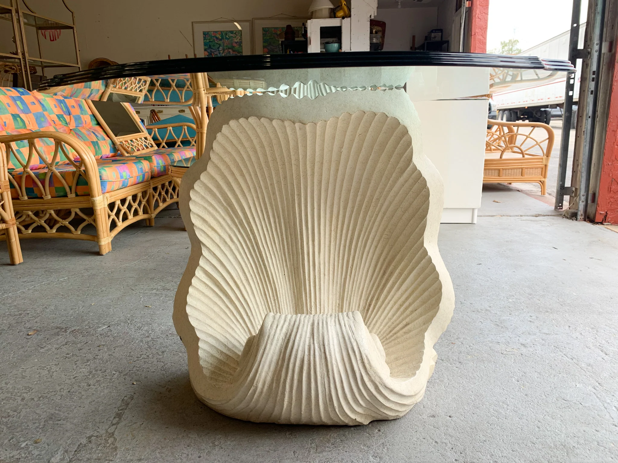 Double Shell Plaster Dining Table - Image 9