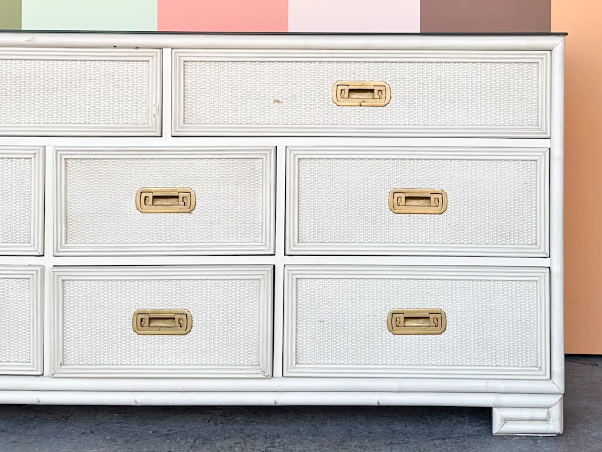 Drexel Campaign Style Rattan Dresser - Image 3