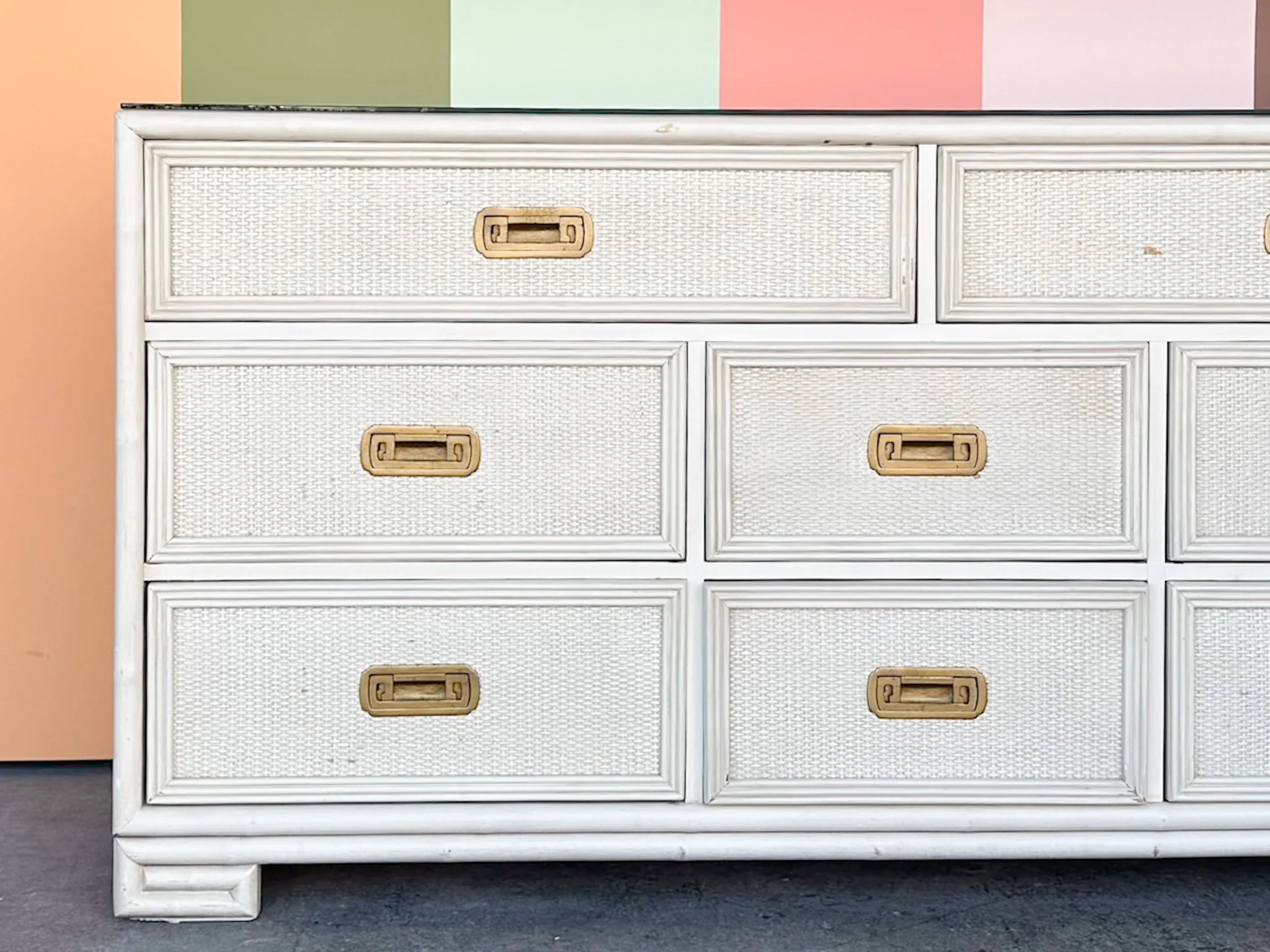 Drexel Campaign Style Rattan Dresser - Image 4
