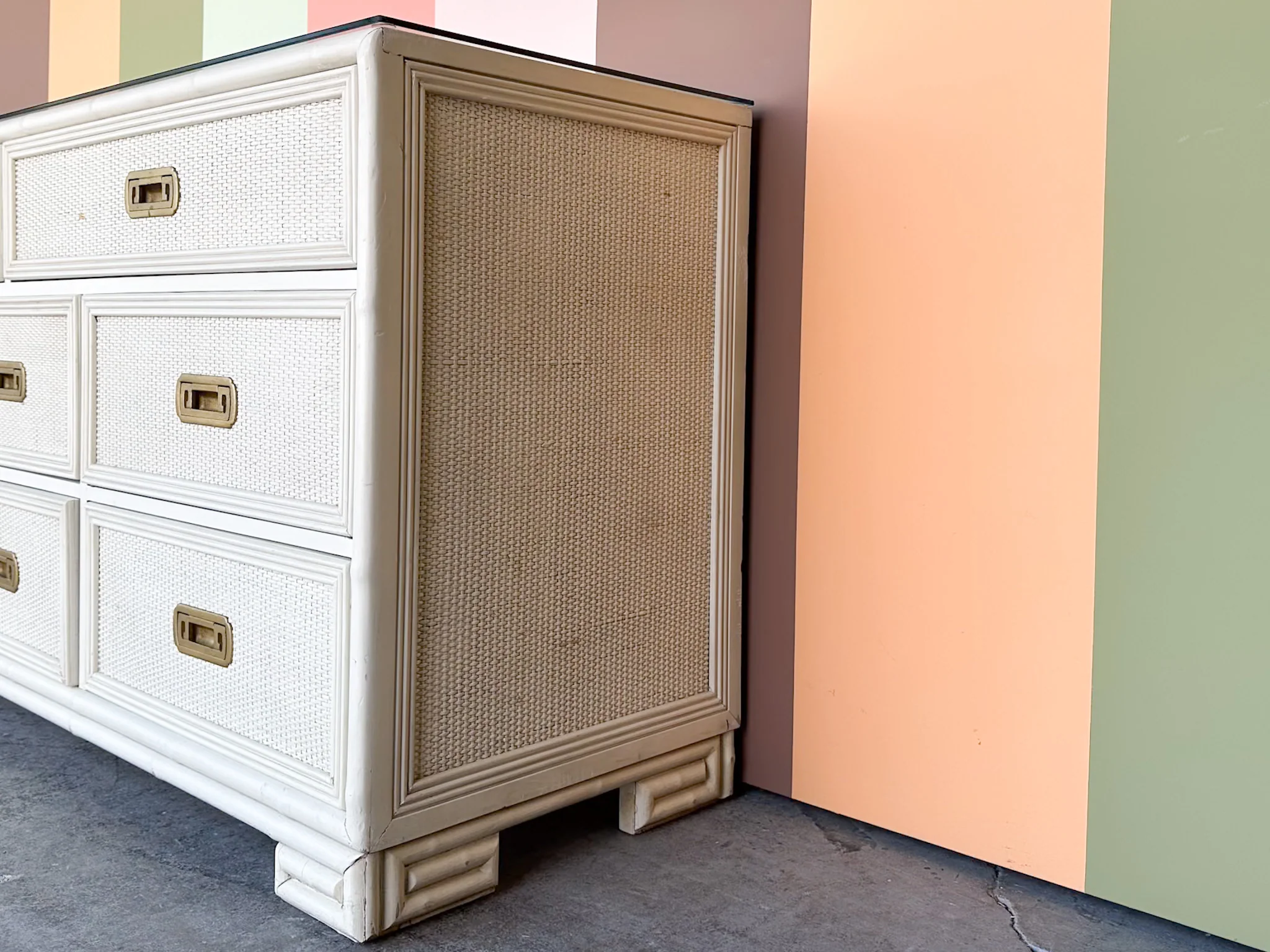 Drexel Campaign Style Rattan Dresser - Image 5
