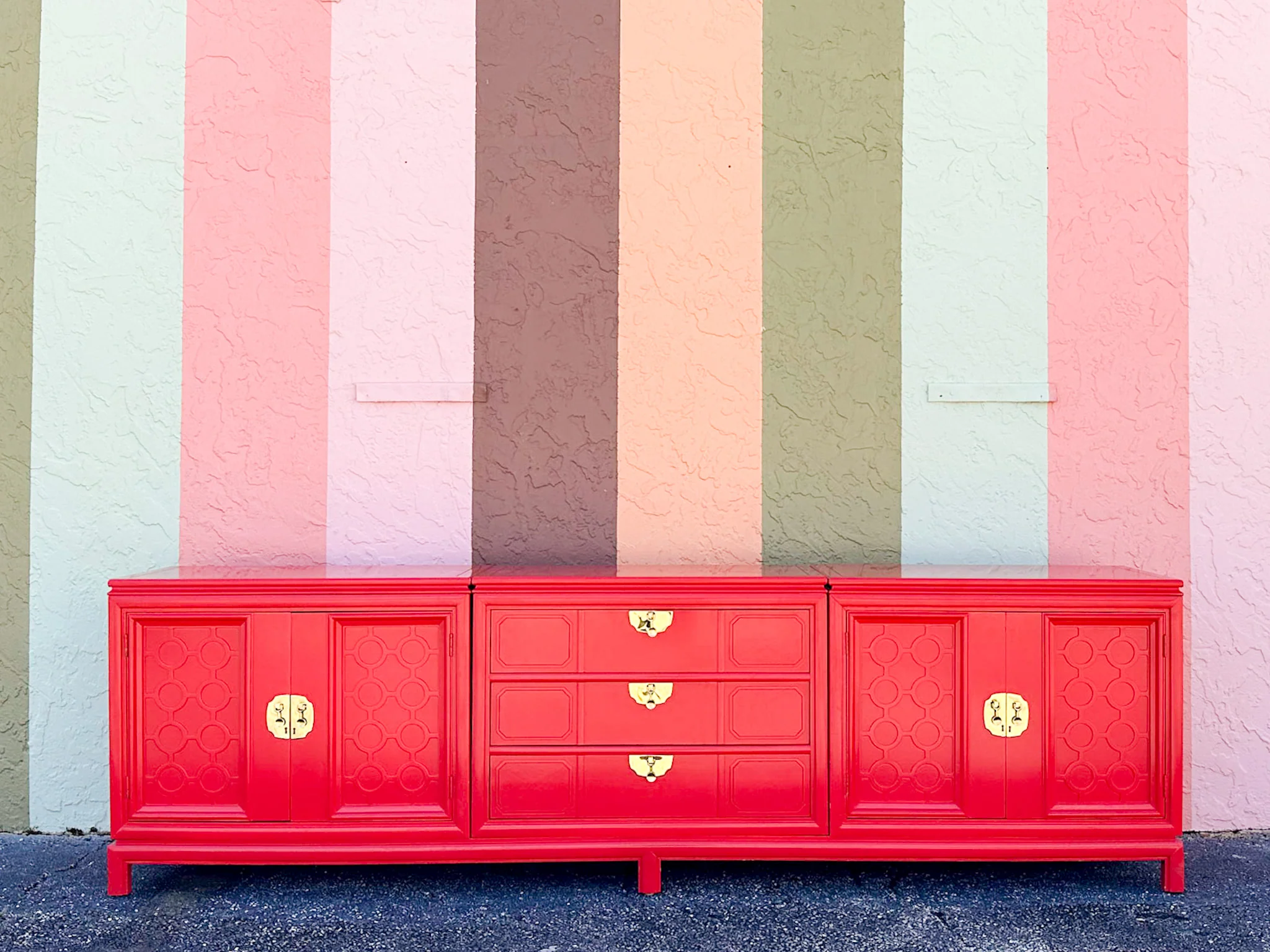 Extra Long Coral Fretwork Credenza