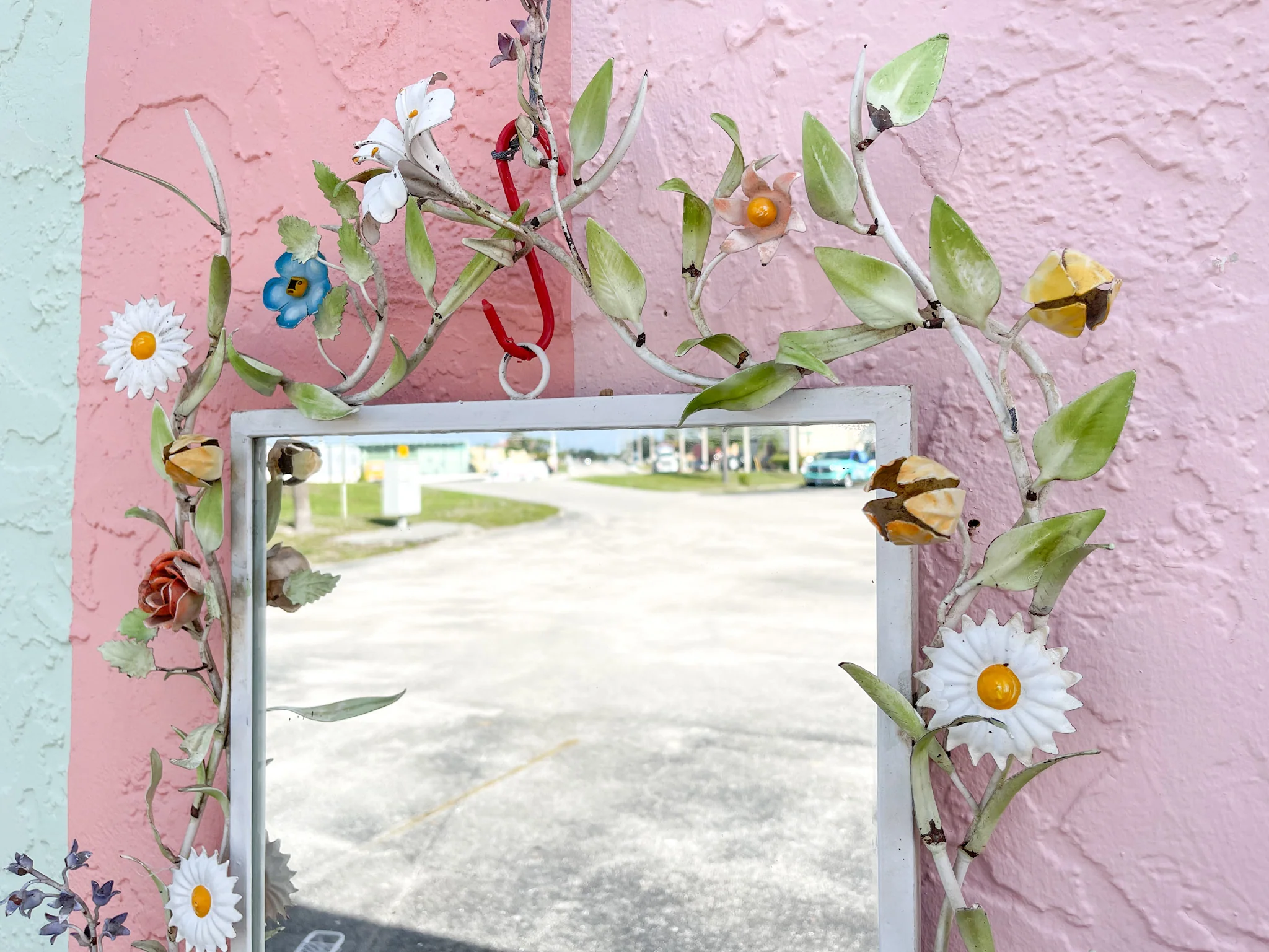 Fab Floral Tole Mirror - Image 2