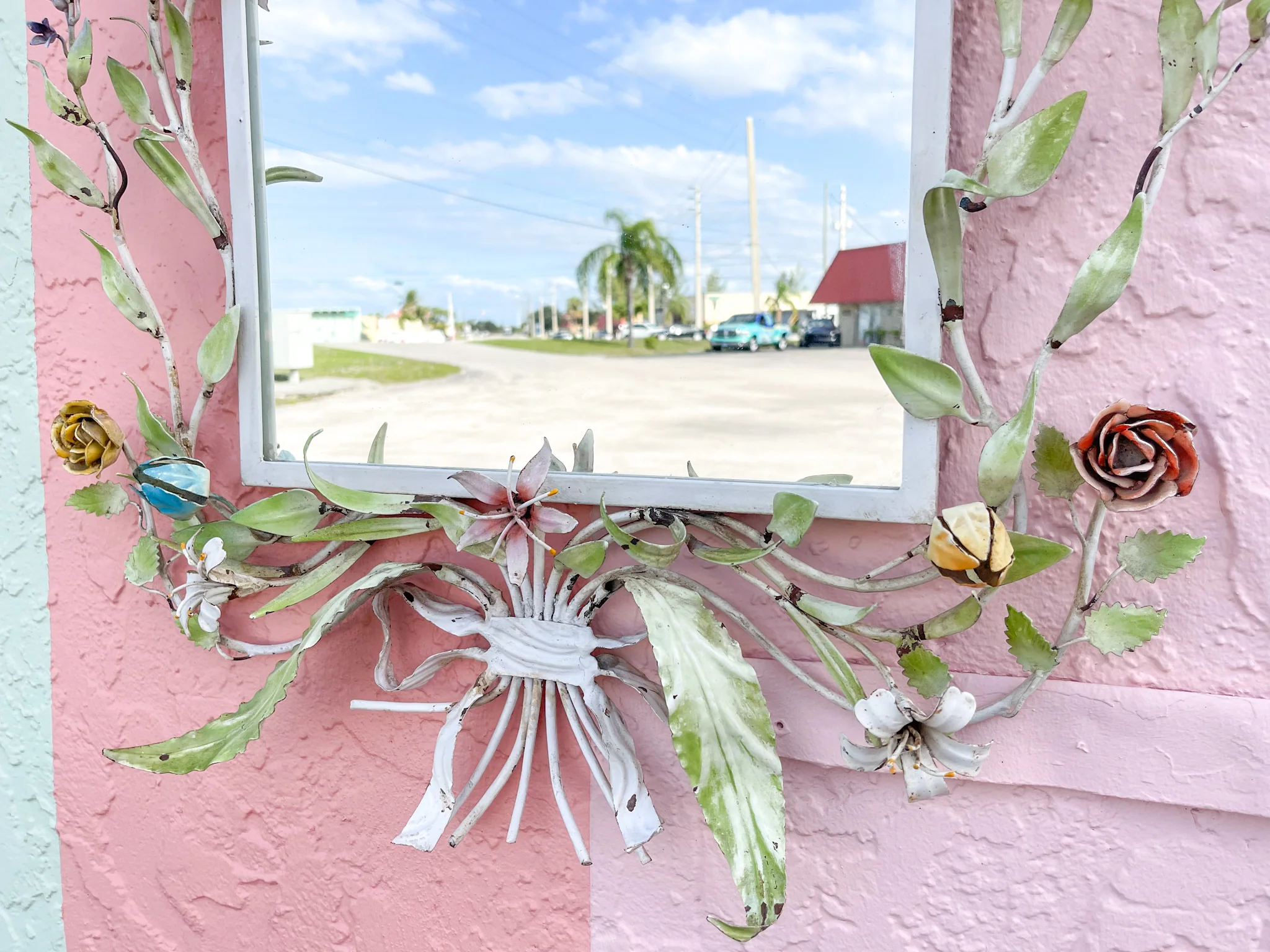 Fab Floral Tole Mirror - Image 4