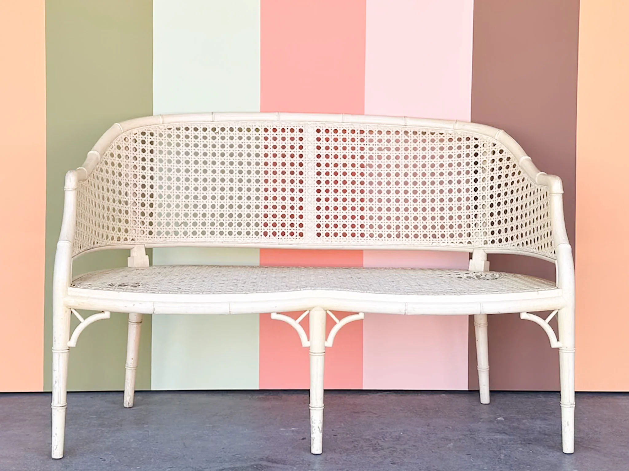 Faux Bamboo and Cane Bench - Image 3